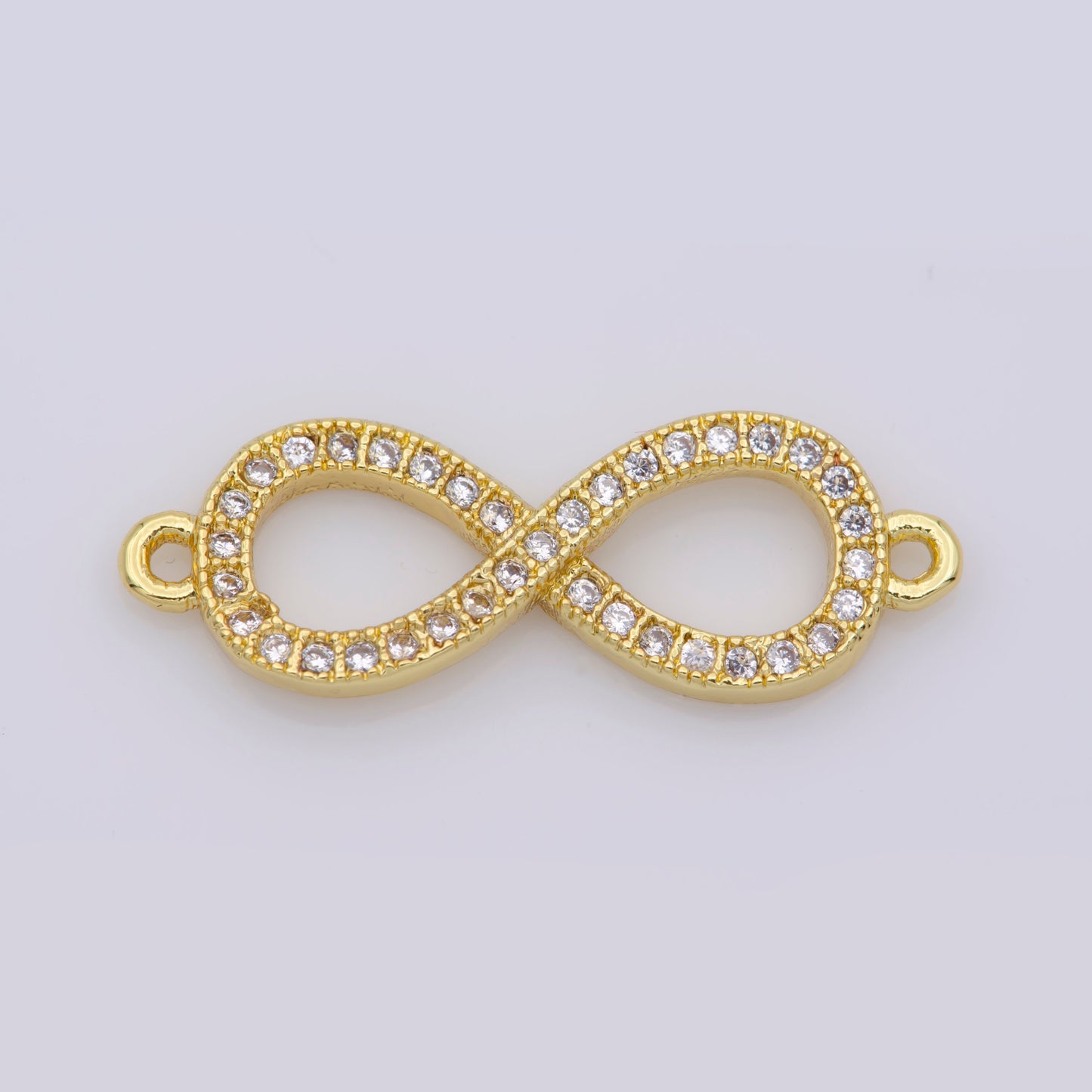 Clear CZ Micro Pave Gold Infinity Loop Link Connector, Cubic Zirconia Connector Charm for Jewelry Making,