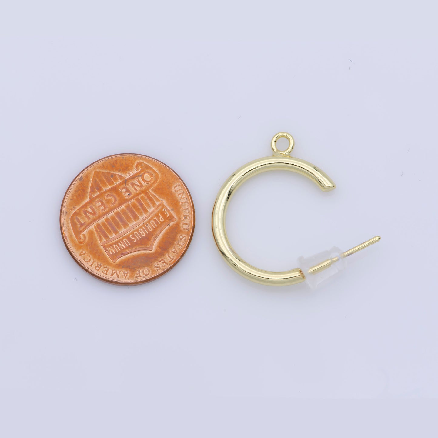 24K Gold Filled Slim Open Hoop Stud Earring Open Link Earring For Wholesale Jewelry Supplies & Earring Finding Charm Earring