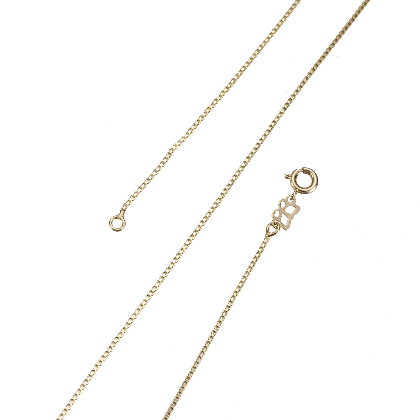 17.5 inch ready to wear Gold Plated Box Chain Necklace, Layering Dainty Box Chain ForJewelry Making with Pendant Charm