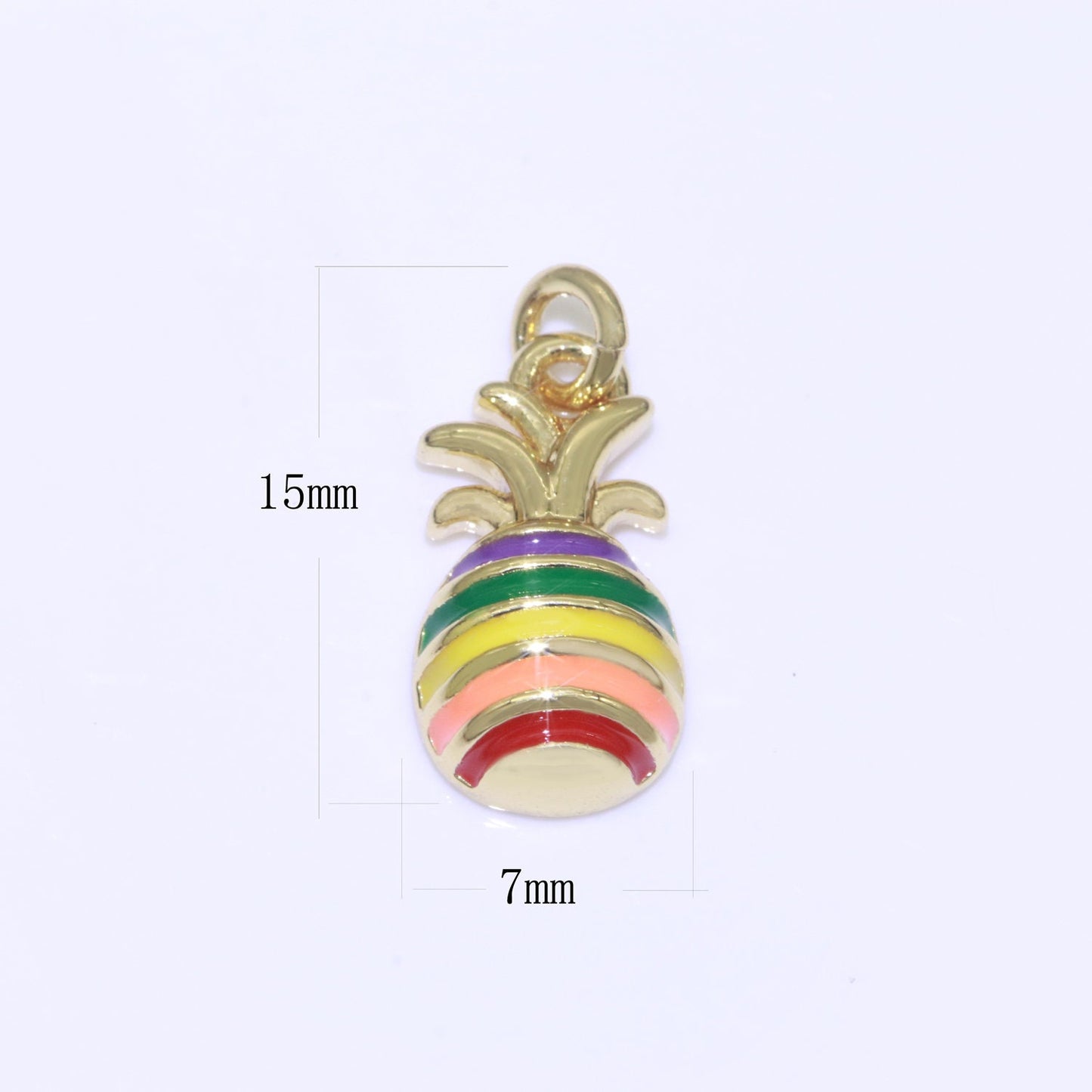 Tiny Gold Pineapple Charm, Gay Pride Dangle, LGBTQ Charm Rainbow LGBTQ Pride Jewelry Making Supply Dole Tropical Fruit Rainbow Charm