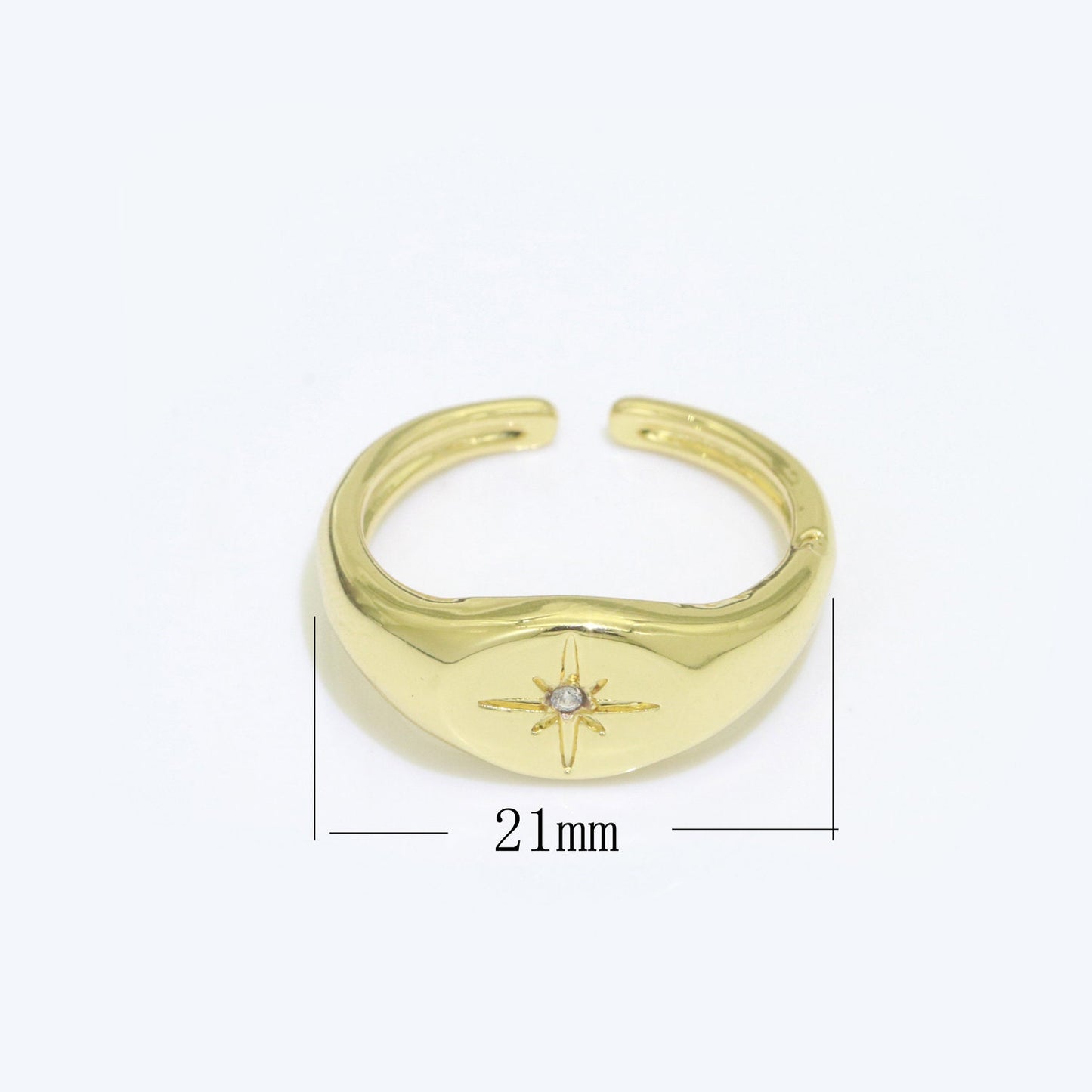 1pc North Star of the Universe Gold Ring, Solitaire CZ Milkyway Adjustable Gold Signet Ring, Simple Ring,Circle Ring- RING-610, S-108