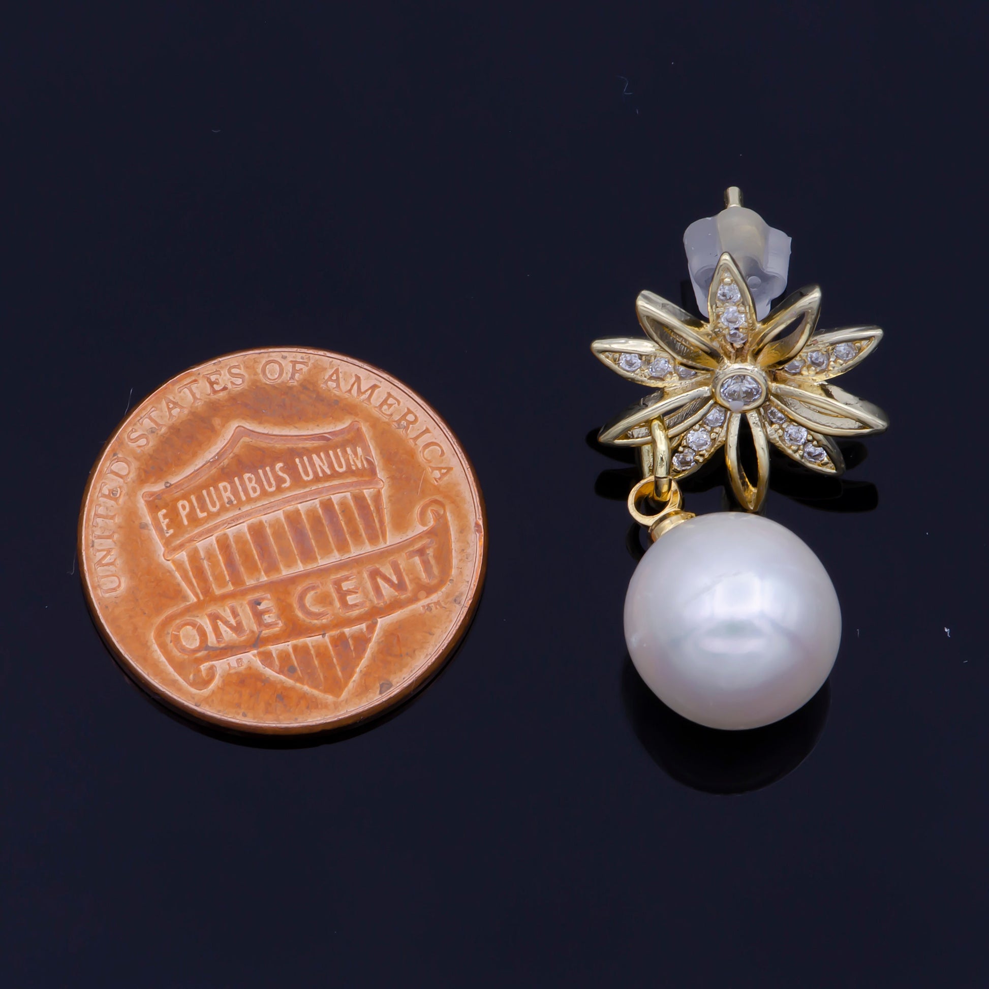 Faux Pearl Stud • Floral Stud Earrings • Pearl Earrings • Pearl Dangle Charm Earring • Bridesmaids Jewelry • Gift for Her •