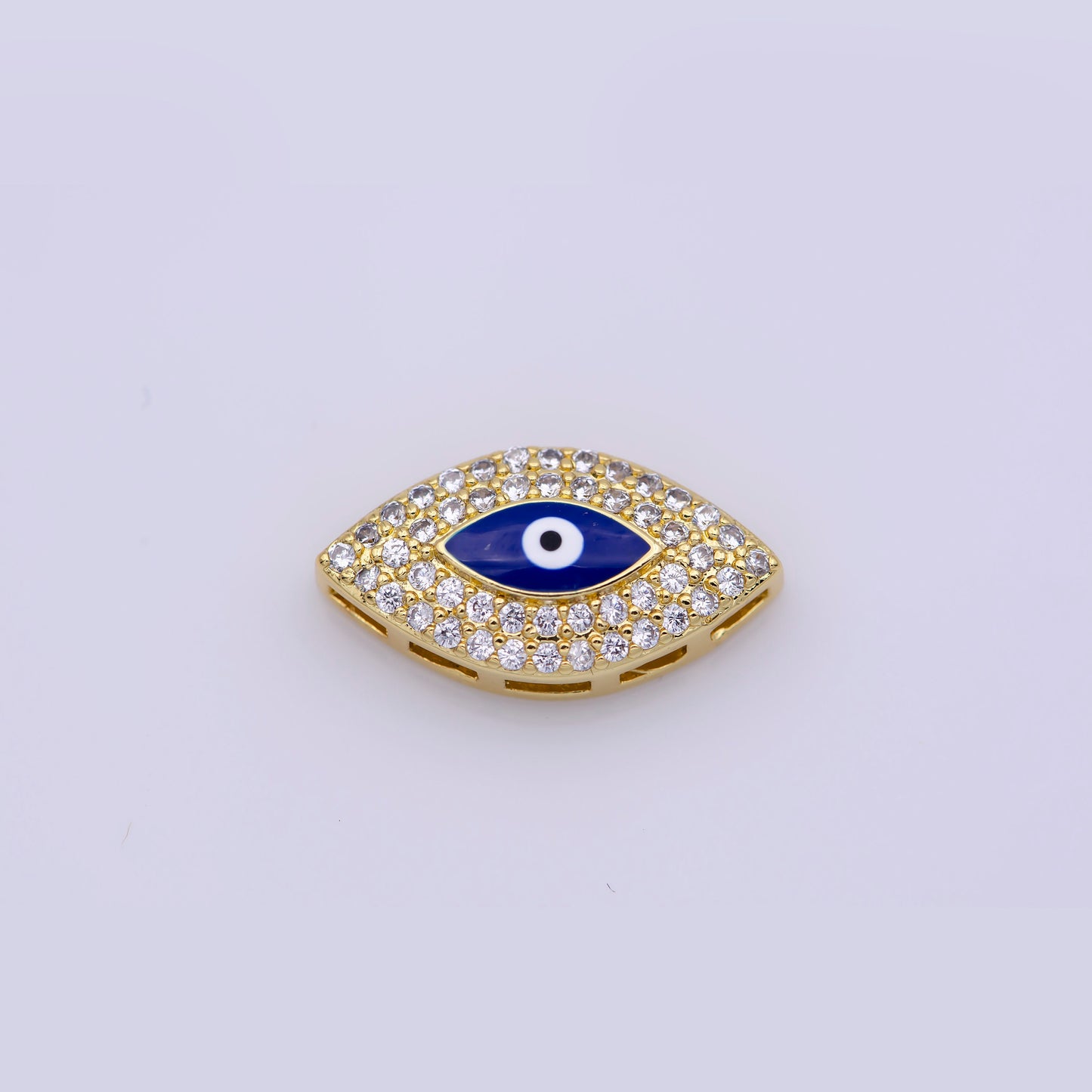 Blue Evil Eye Bead CZ Gold Beads Evil eye Beads Spacer Micro Pave Beads Charm for Bracelet Necklace Supply 18x10mm