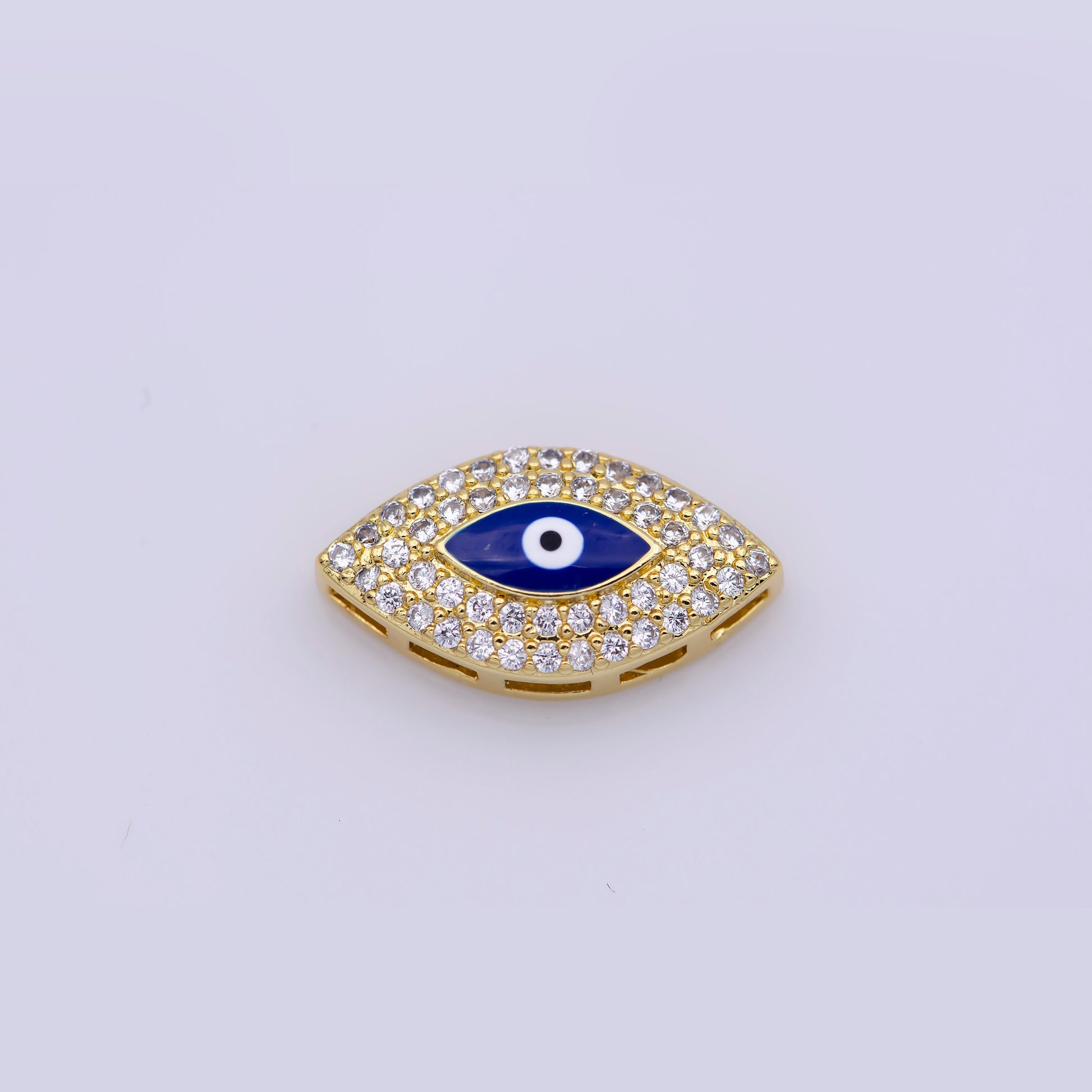Blue Evil Eye Bead CZ Gold Beads Evil eye Beads Spacer Micro Pave Beads Charm for Bracelet Necklace Supply 18x10mm