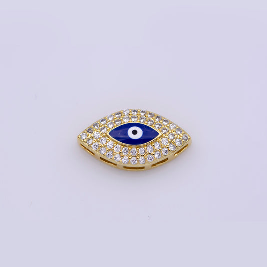 Blue Evil Eye Bead CZ Gold Beads Evil eye Beads Spacer Micro Pave Beads Charm for Bracelet Necklace Supply 18x10mm