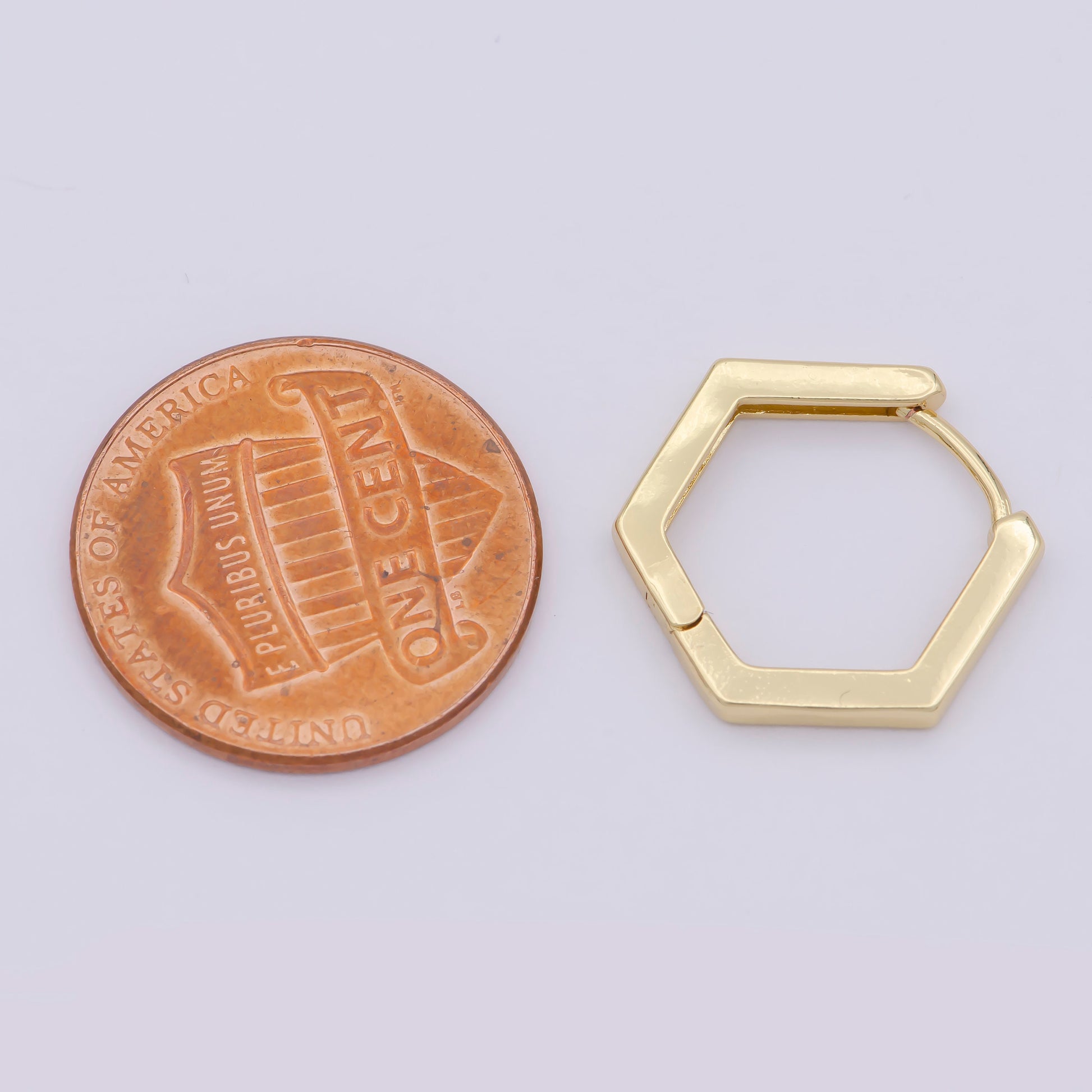 1 pair Dainty Gold Octagon Earring, Octagon Hoop Earring, Geometric Earring, Minimalist Jewelry, AB-1169