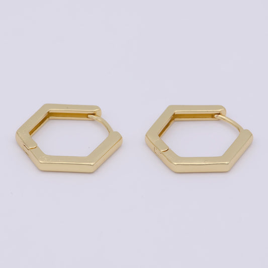 1 pair Dainty Gold Octagon Earring, Octagon Hoop Earring, Geometric Earring, Minimalist Jewelry, AB-1169