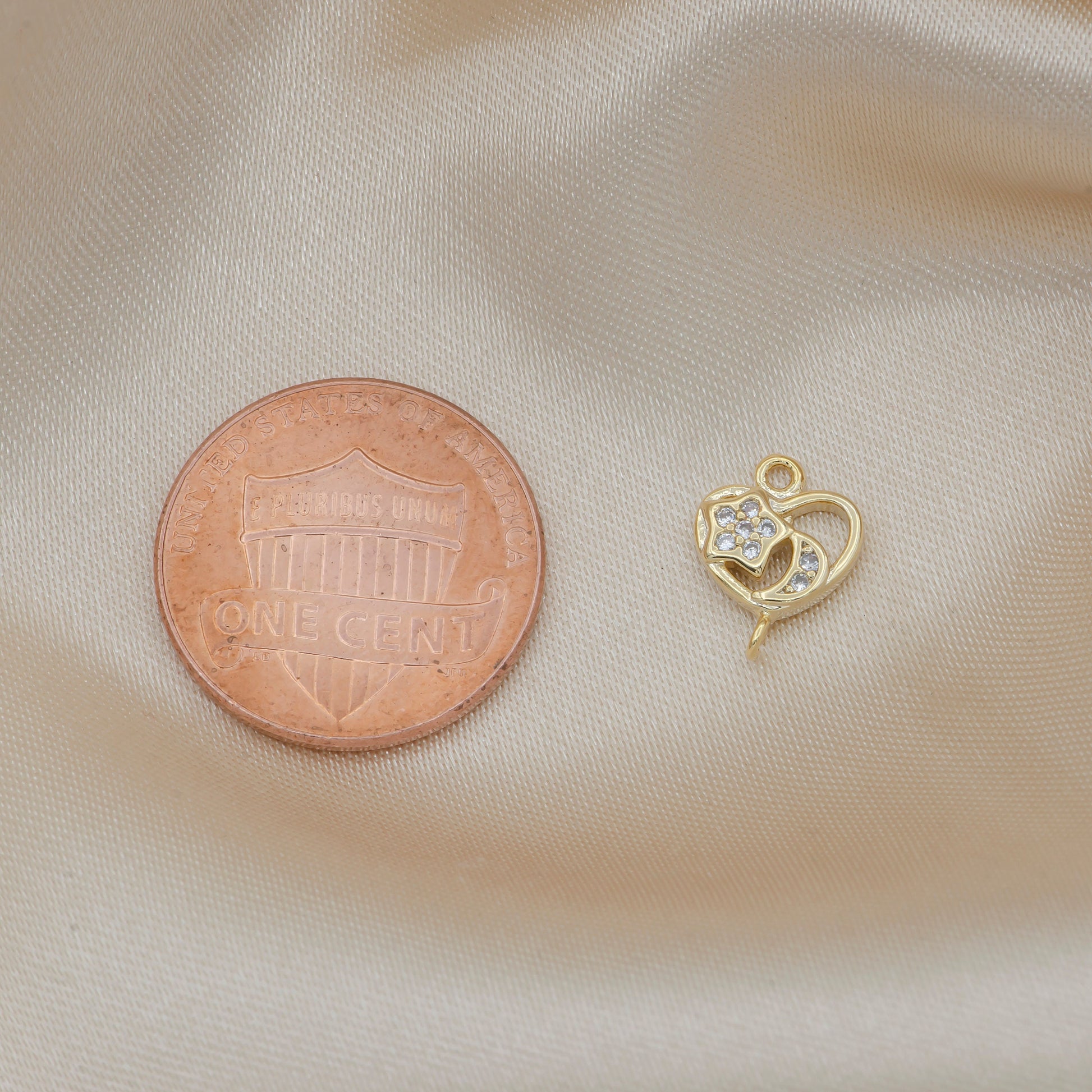 Dainty Heart Charm Earring Connector, Dangle Star Charm Necklace Link Connector Charms, Moon Lariat Jewelry Gold Micro pave 329