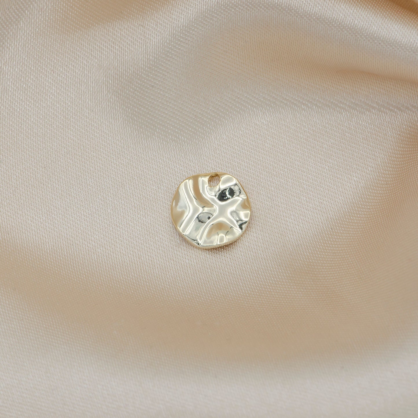 12mm Round Hammered Gold Charm Dainty Craft Supplies For Necklace Bracelet Jewelry, Geometric Charm Jewelry Making Supply DIY, 314