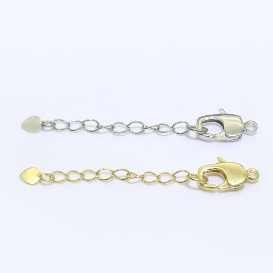2.7 inch Gold Filled Chain Extender For Necklace Bracelet Supply Component Findings Extenders w/ Heart charm + Lobster Clasp, L-506, L-507