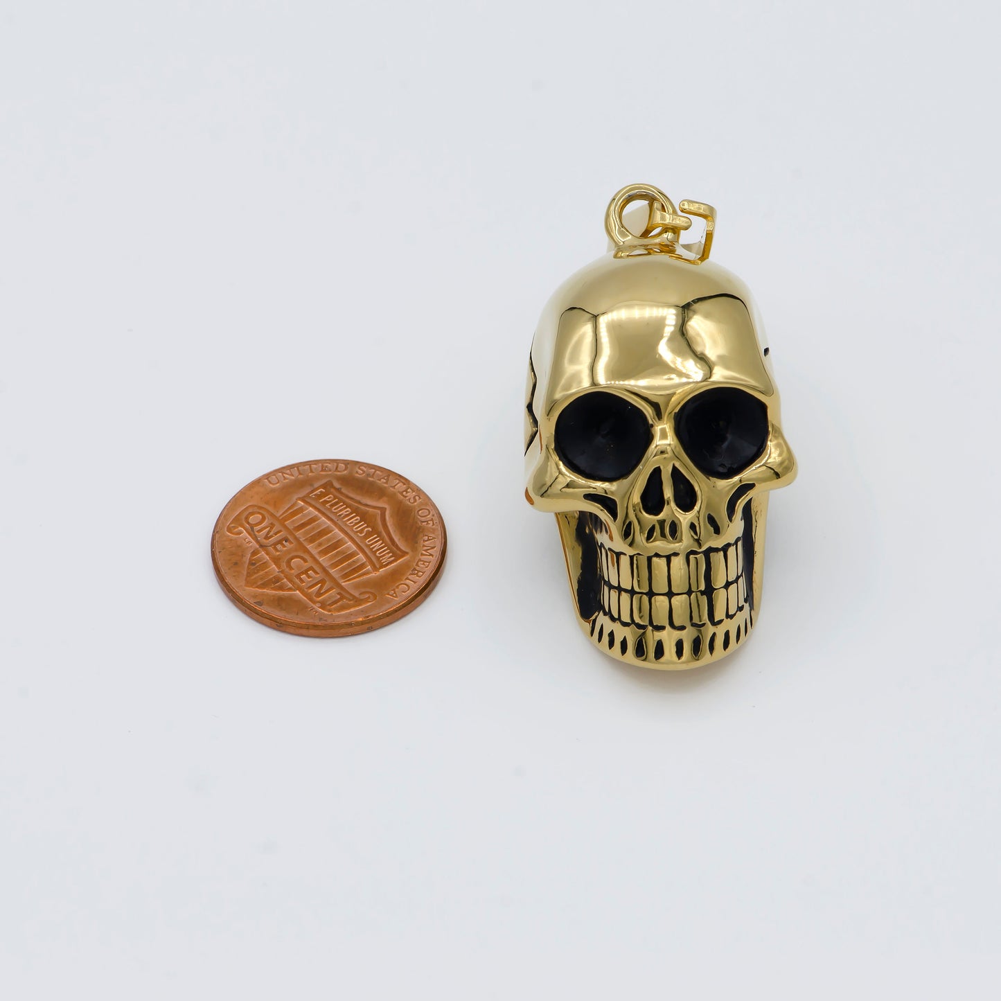 3D Skull Charm, Gold Skull Charm, Head Skeleton Charm, Skull Pendant for Men Jewelry Unisex Statement Necklace Making