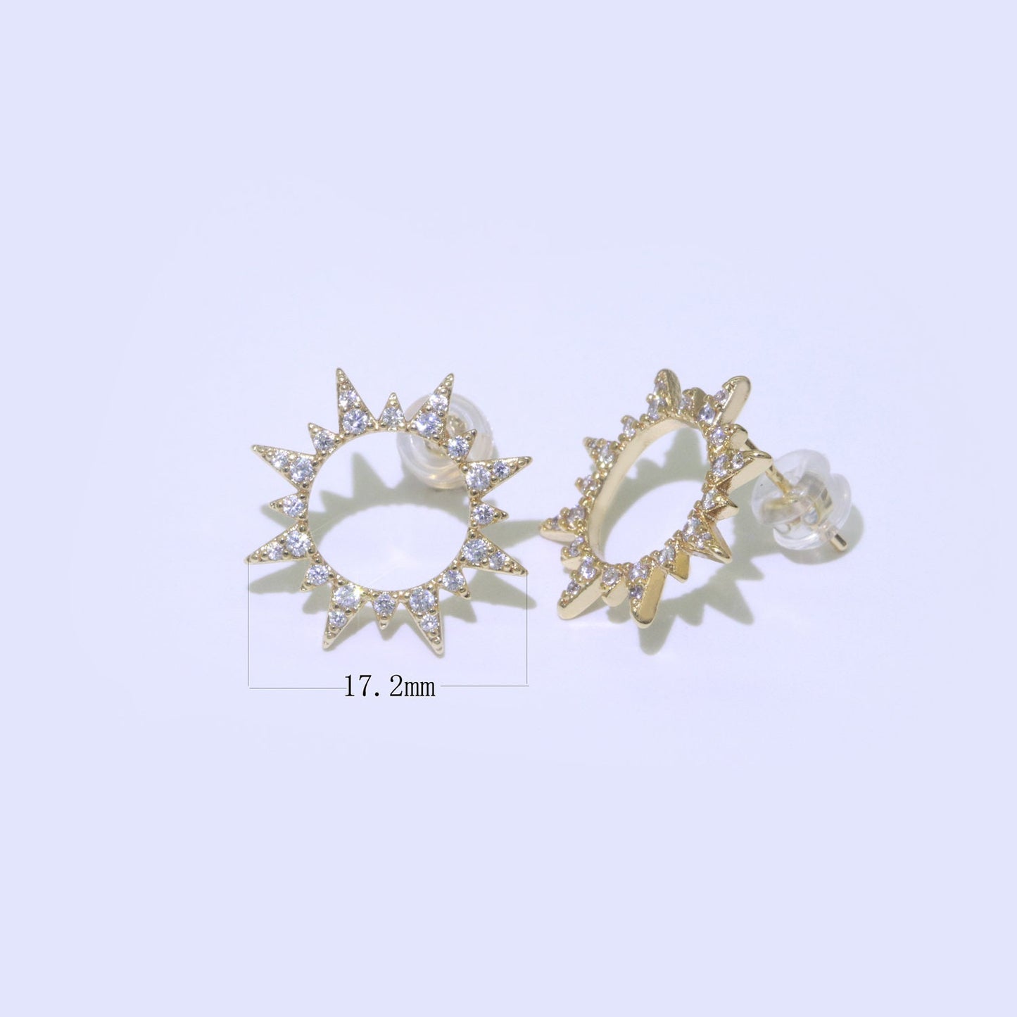 Dainty Sun Burst CZ Stud Earring T-048