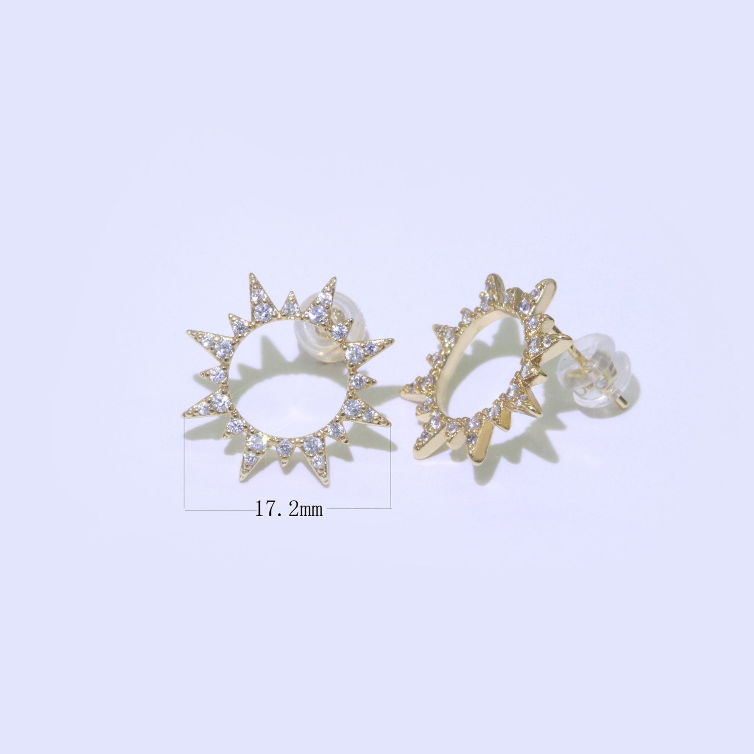 Dainty Sun Burst CZ Stud Earring T-048