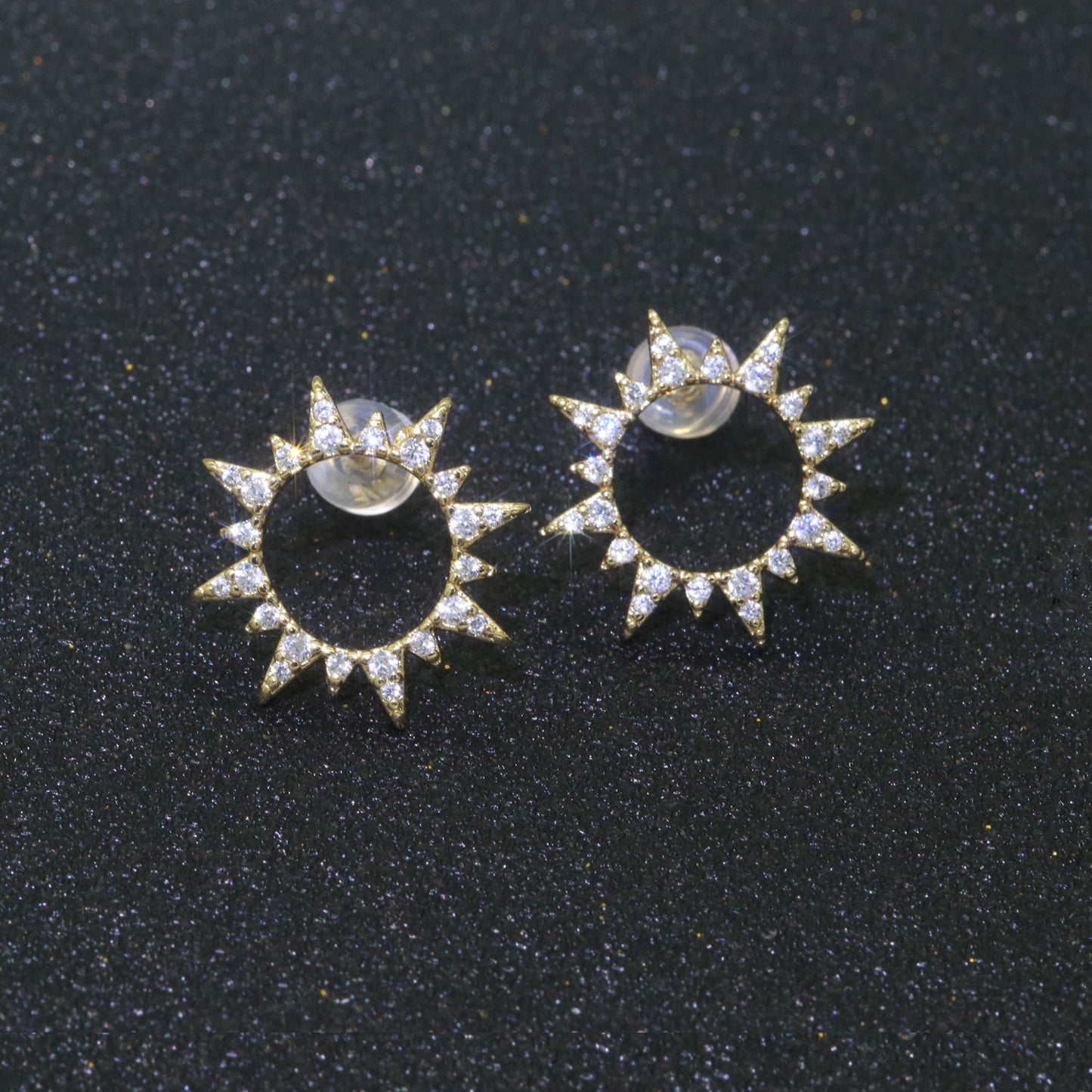 Dainty Sun Burst CZ Stud Earring T-048