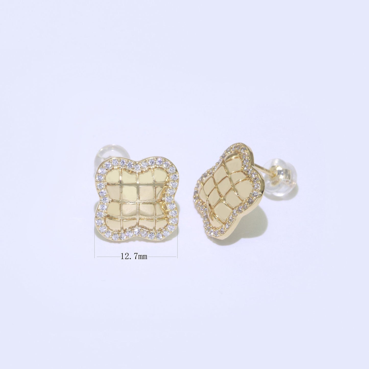 Dainty Clover CZ Stud Earring,T-049