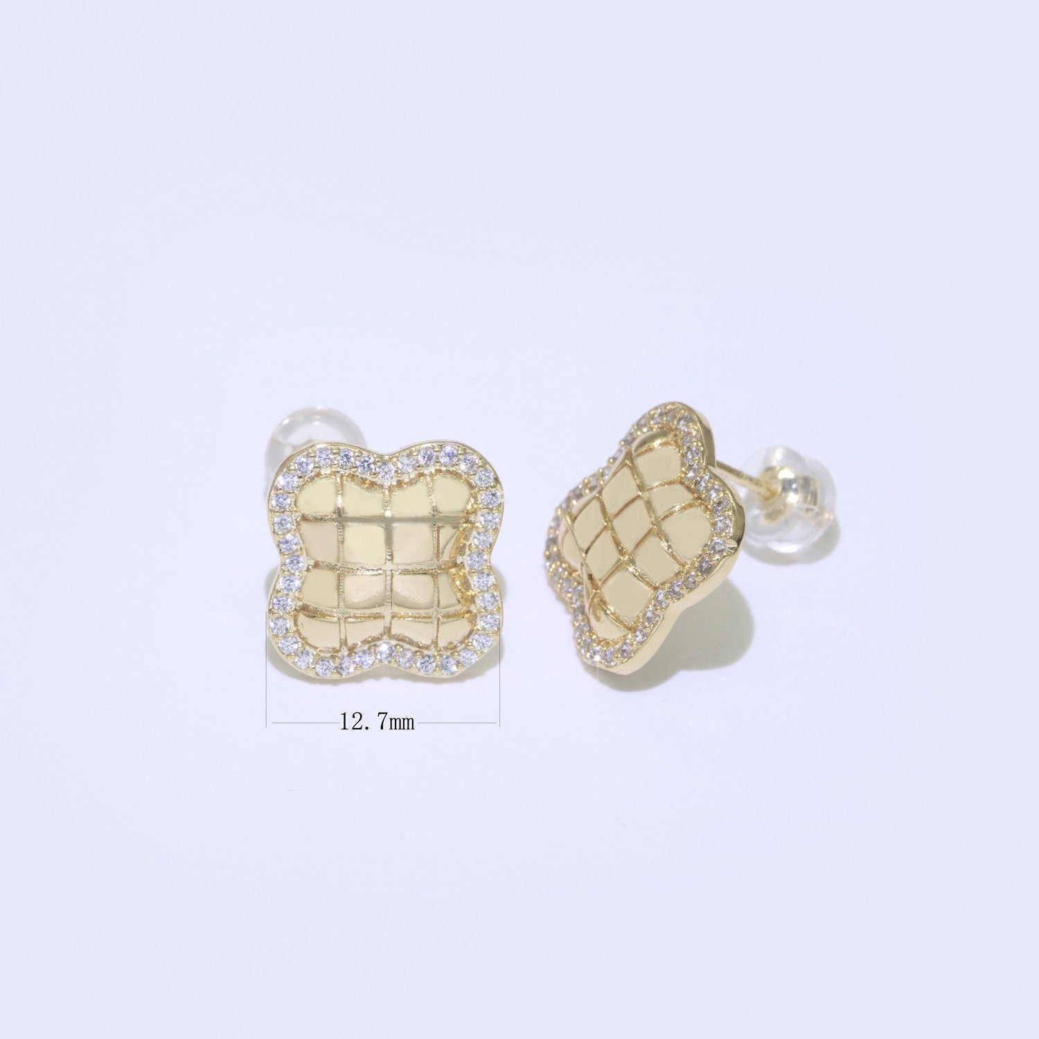 Dainty Clover CZ Stud Earring,T-049