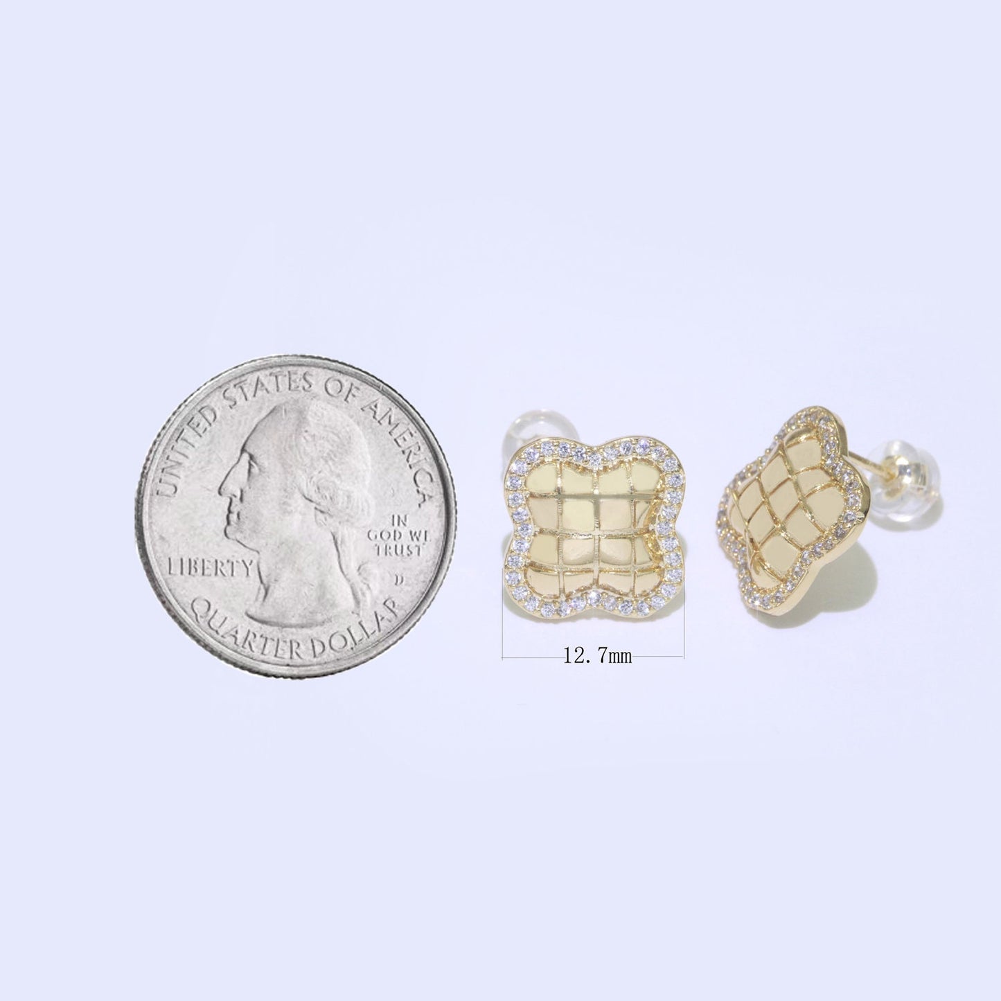 Dainty Clover CZ Stud Earring,T-049
