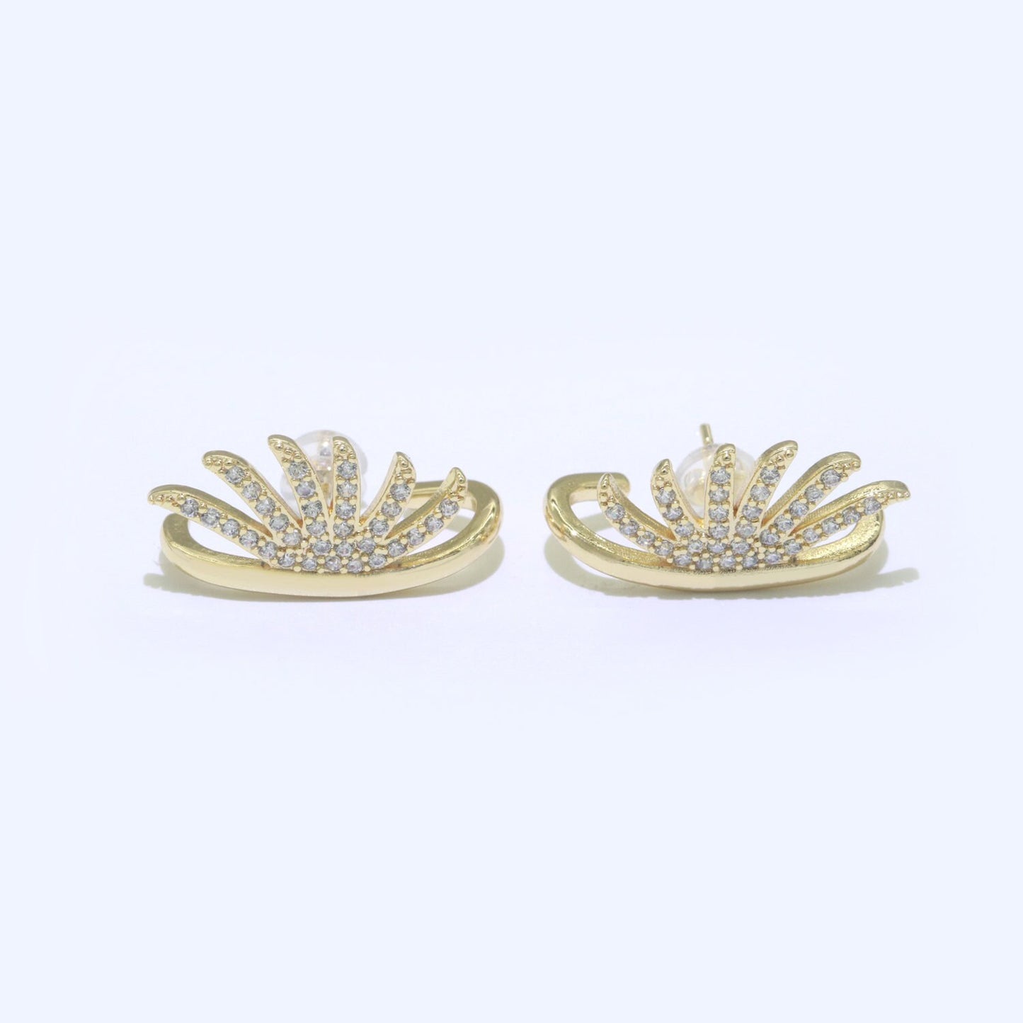 Dainty Gold Eye Lash Stud CZ Earring