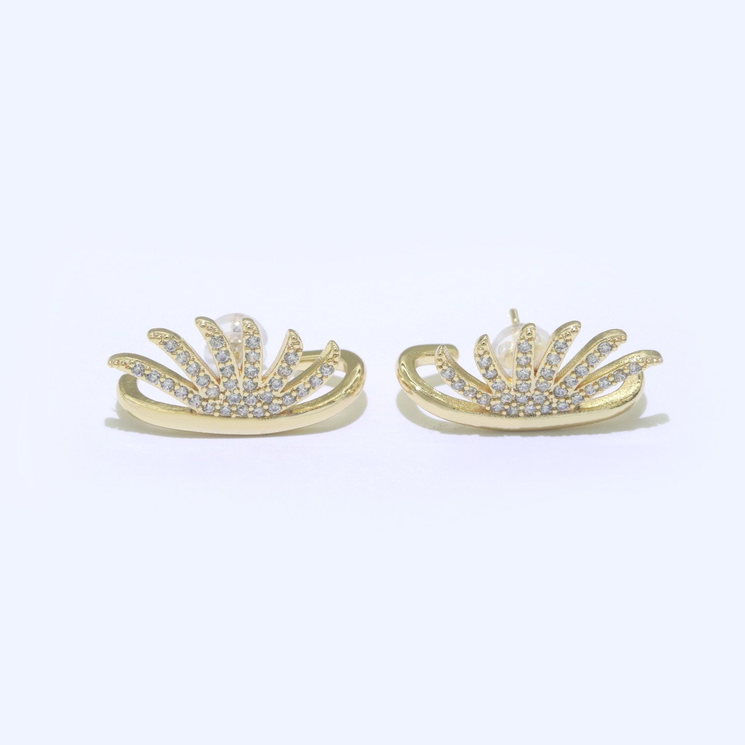 Dainty Gold Eye Lash Stud CZ Earring
