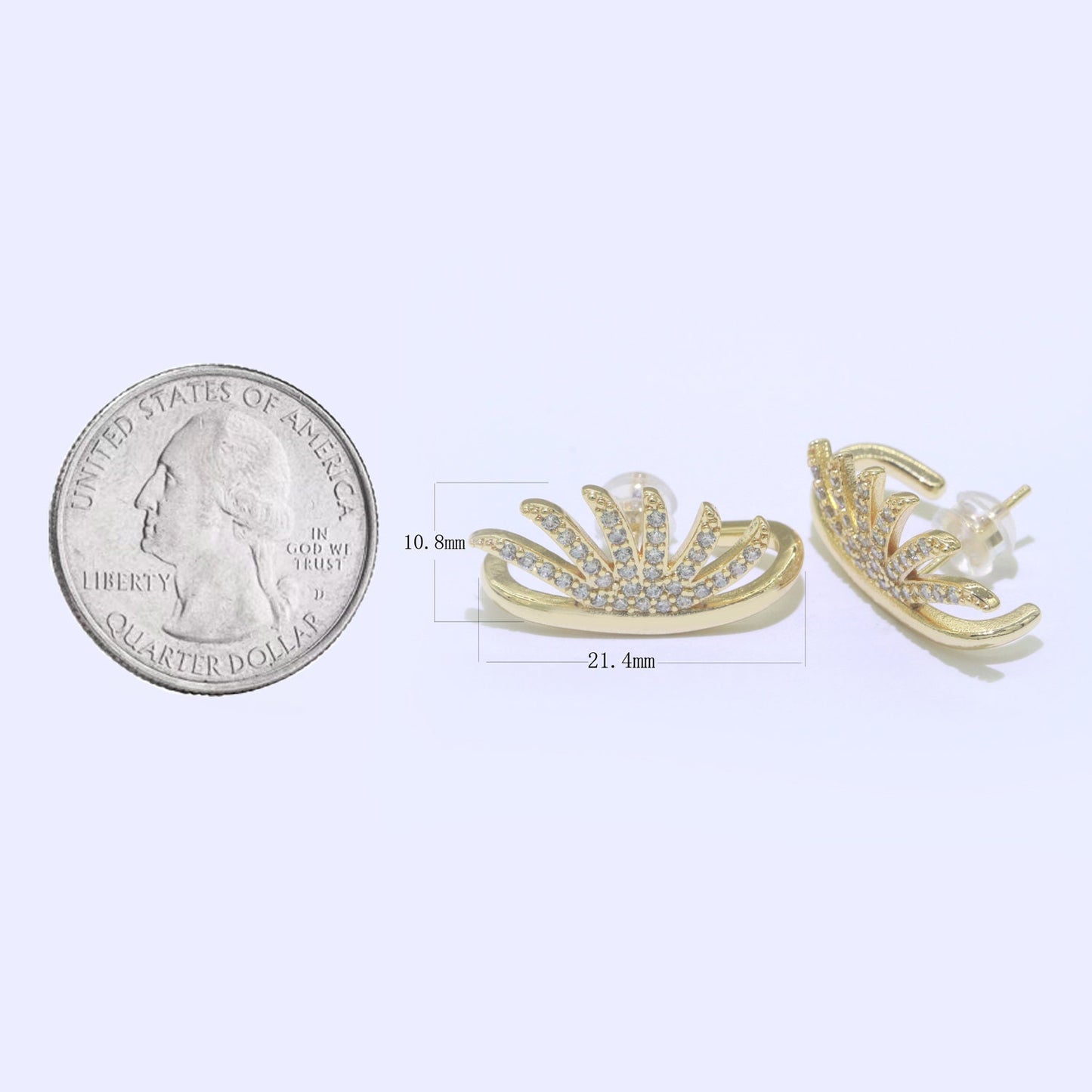 Dainty Gold Eye Lash Stud CZ Earring