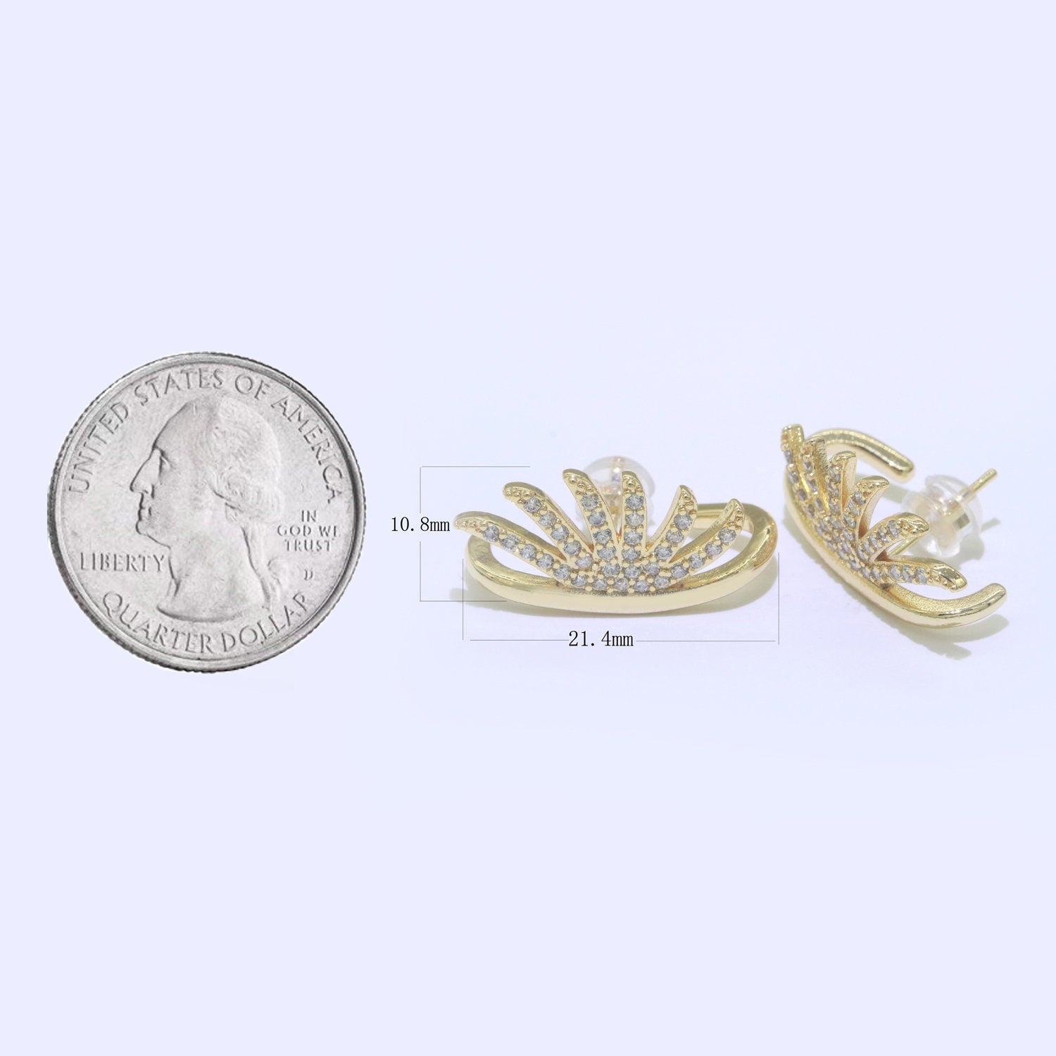Dainty Gold Eye Lash Stud CZ Earring