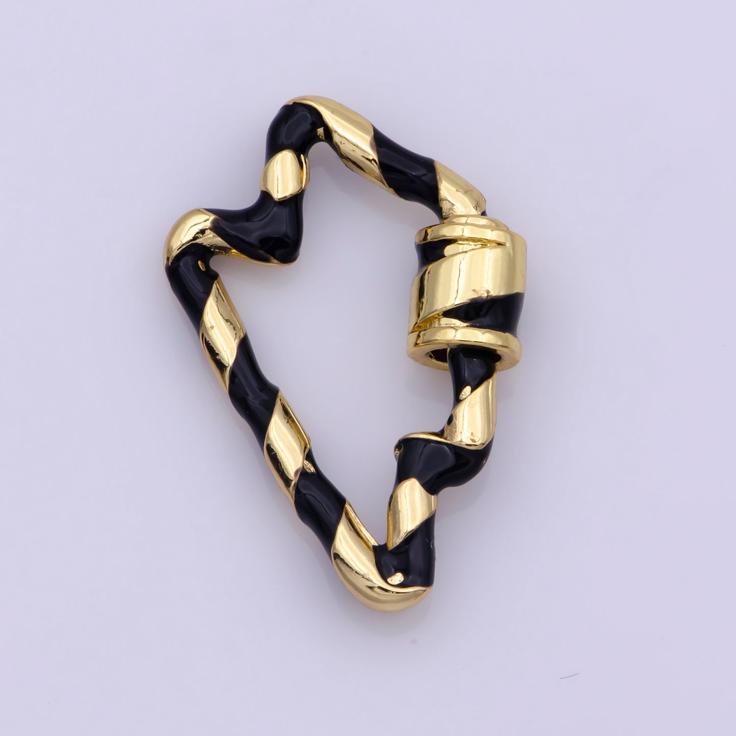 Mini Gold Lightning Screw Clasp Colorful Carabiner Thunder Gold Enamel Clasp for Necklace Bracelet Interlocking Charm Connector Black, Pink