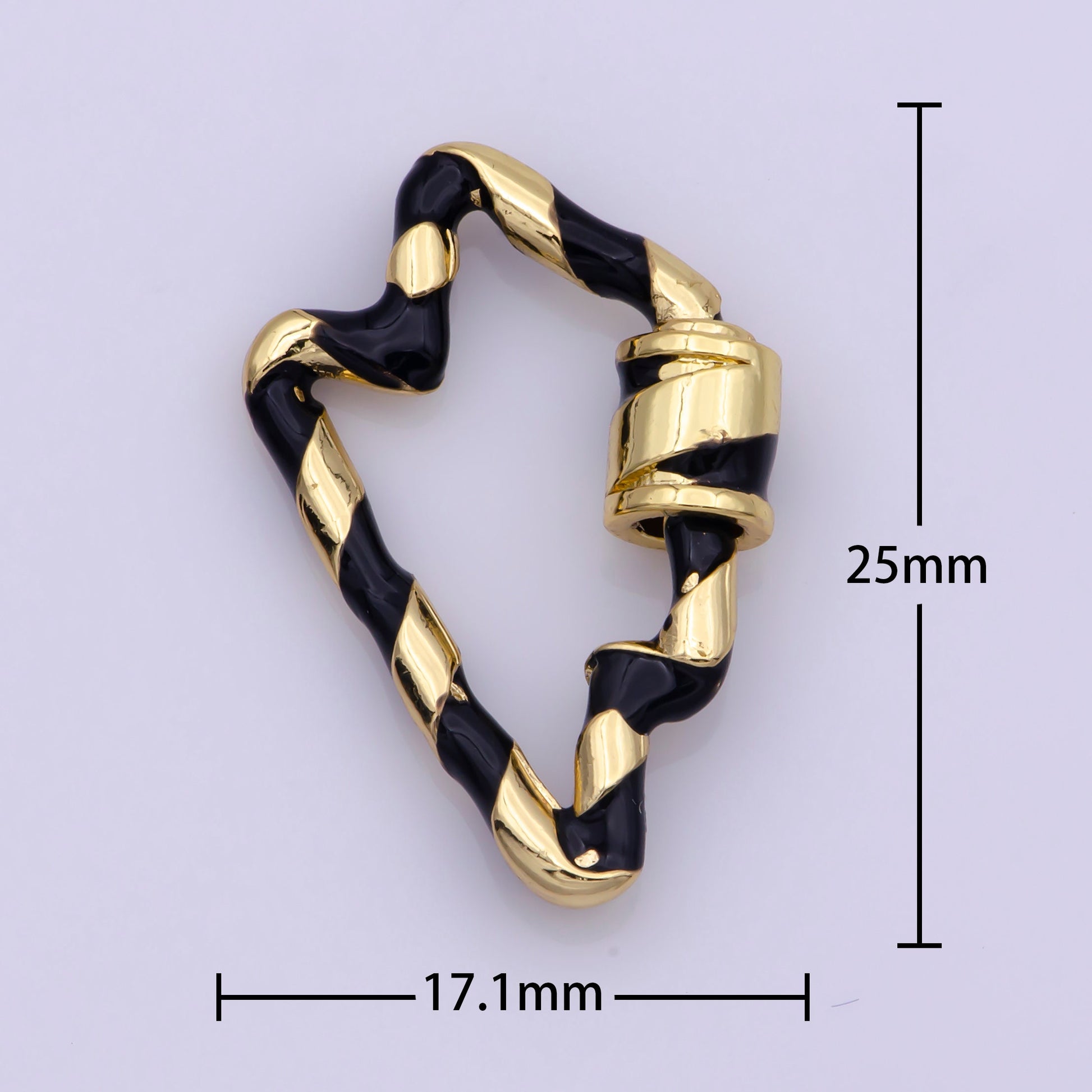 Mini Gold Lightning Screw Clasp Colorful Carabiner Thunder Gold Enamel Clasp for Necklace Bracelet Interlocking Charm Connector Black, Pink