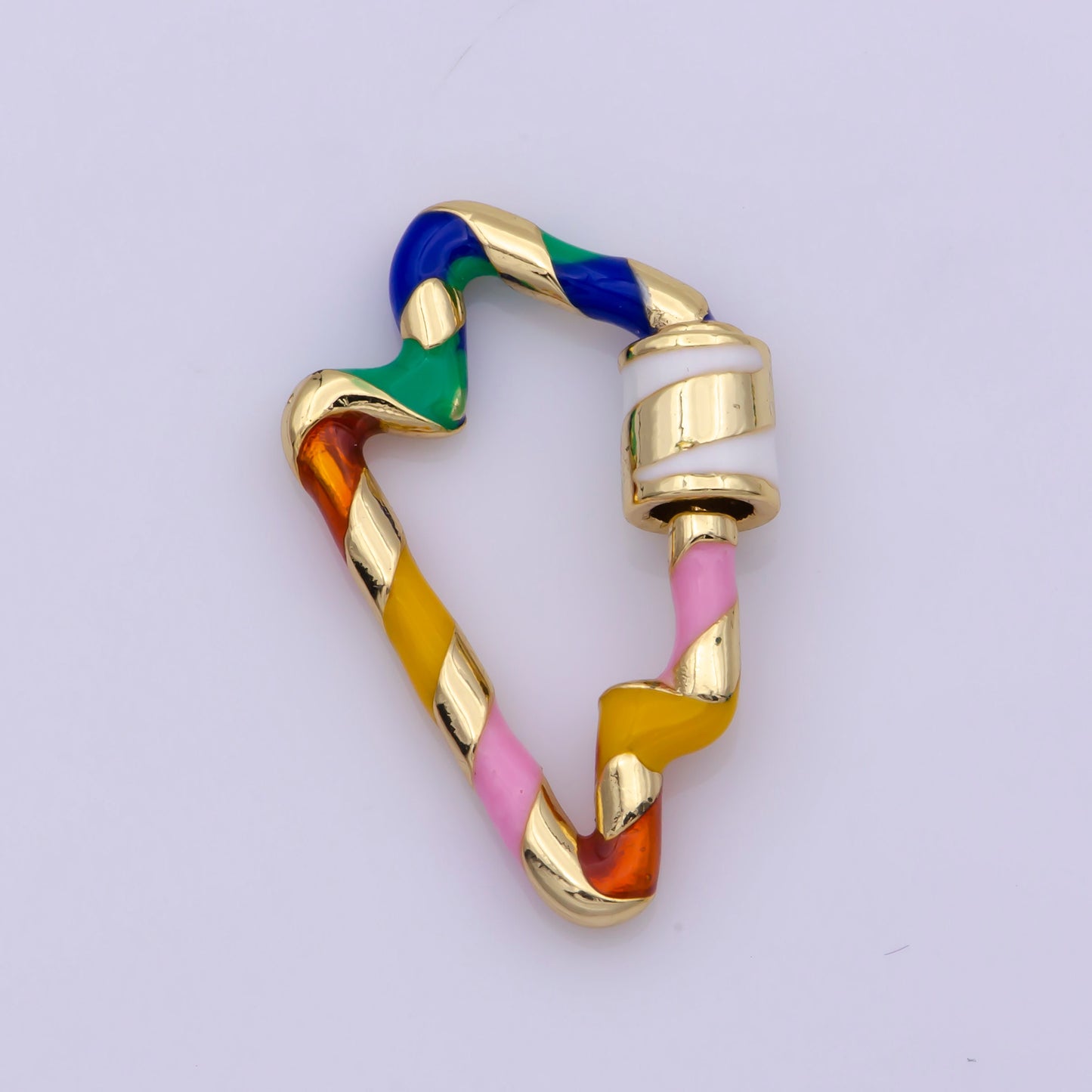 Mini Gold Lightning Screw Clasp Colorful Carabiner Thunder Gold Enamel Clasp for Necklace Bracelet Interlocking Charm Connector Black, Pink