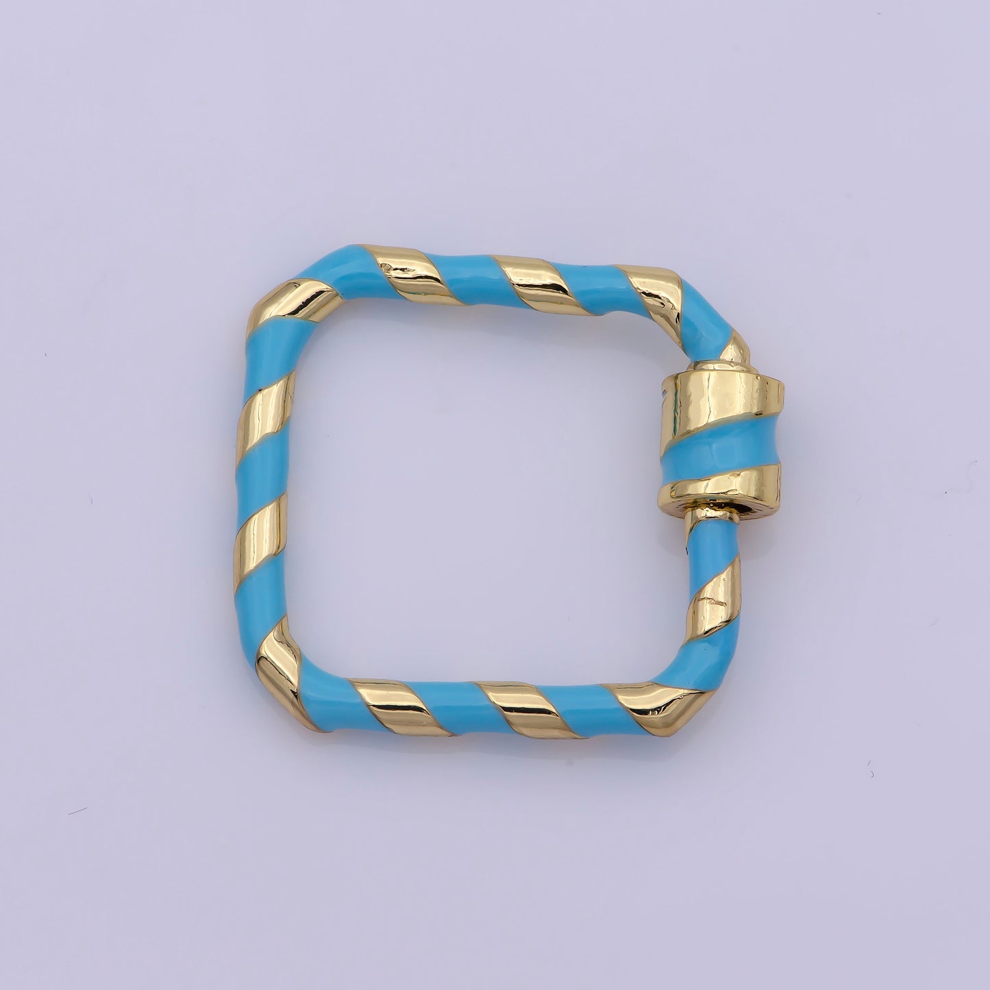Mini Gold Square Screw Clasp Colorful Carabiner Thunder Gold Enamel Clasp for Necklace Bracelet Interlocking Charm Connector Black, Pink