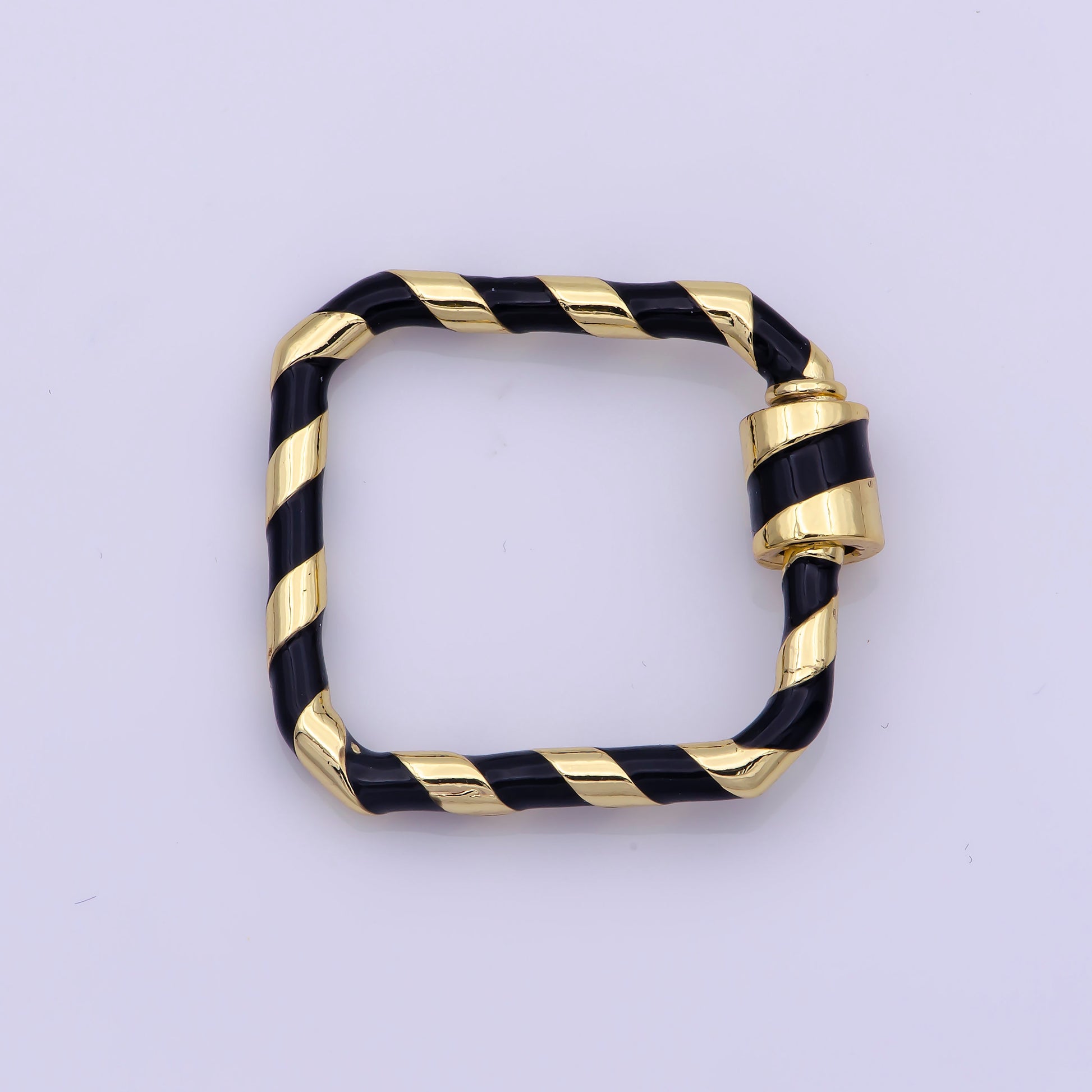 Mini Gold Square Screw Clasp Colorful Carabiner Thunder Gold Enamel Clasp for Necklace Bracelet Interlocking Charm Connector Black, Pink