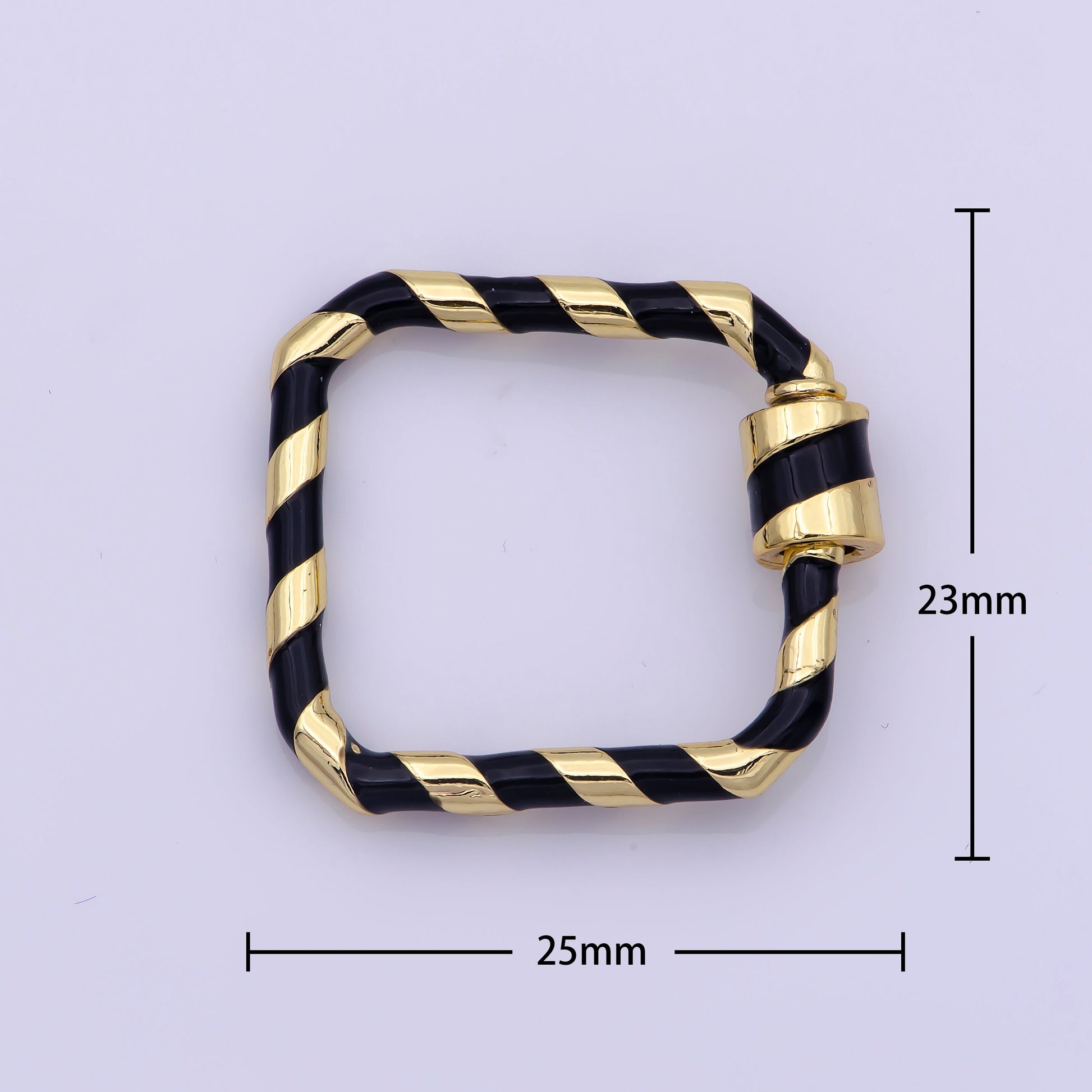 Mini Gold Square Screw Clasp Colorful Carabiner Thunder Gold Enamel Clasp for Necklace Bracelet Interlocking Charm Connector Black, Pink