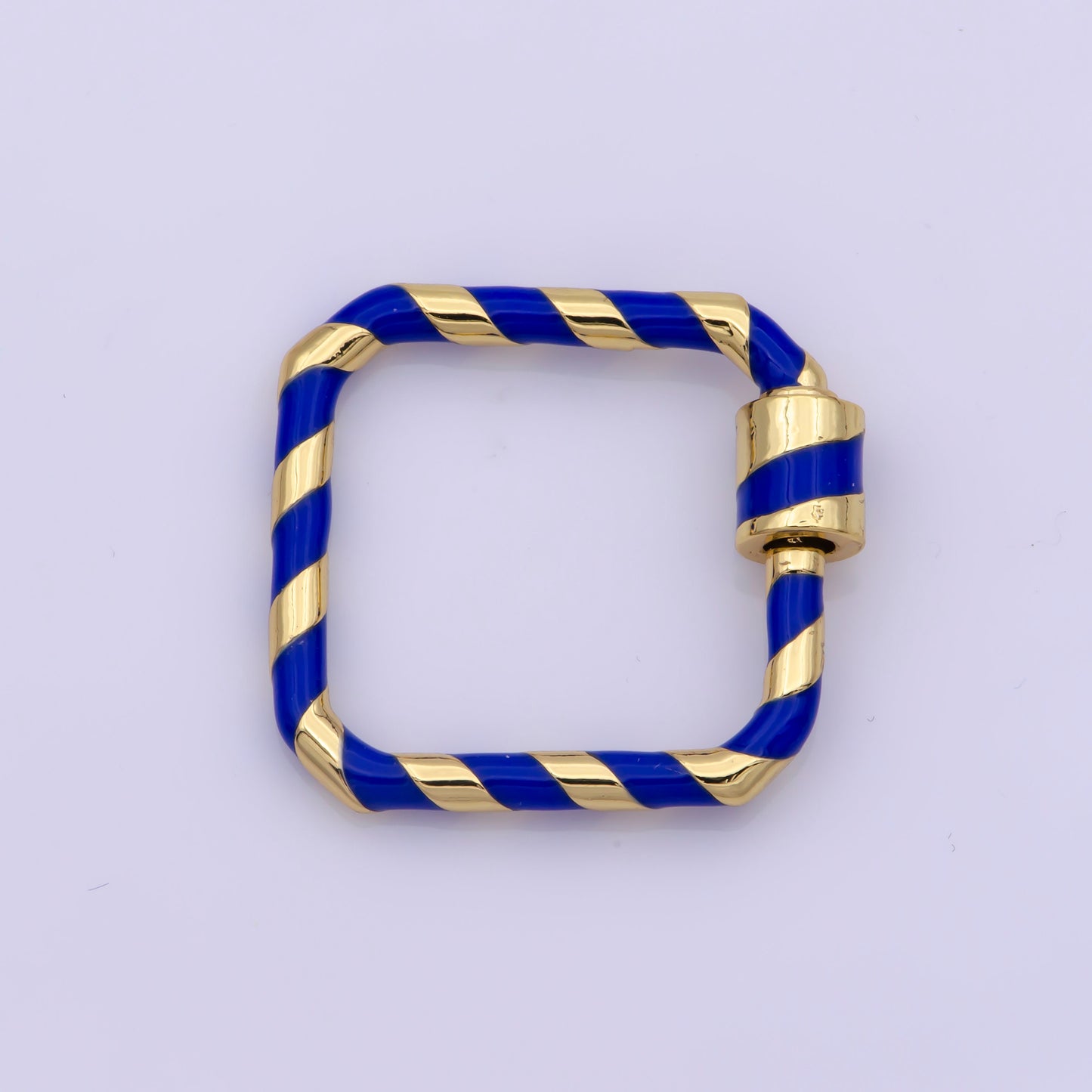 Mini Gold Square Screw Clasp Colorful Carabiner Thunder Gold Enamel Clasp for Necklace Bracelet Interlocking Charm Connector Black, Pink