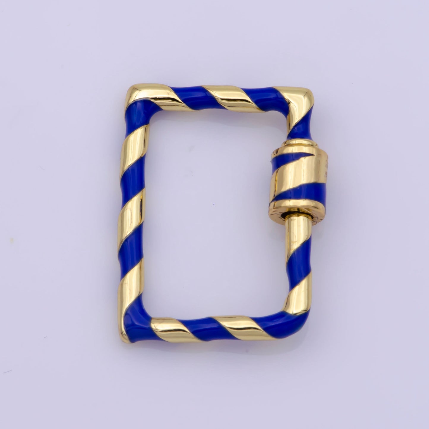 Mini Gold Rectangle Screw Clasp Colorful Carabiner Gold Enamel Clasp for Necklace Bracelet Interlocking Charm Connector Pink Teal Blue
