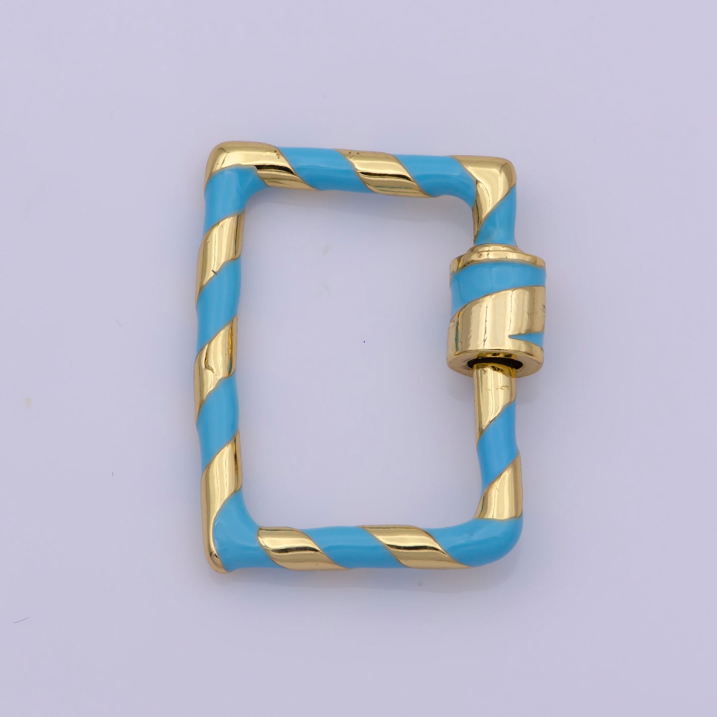 Mini Gold Rectangle Screw Clasp Colorful Carabiner Gold Enamel Clasp for Necklace Bracelet Interlocking Charm Connector Pink Teal Blue