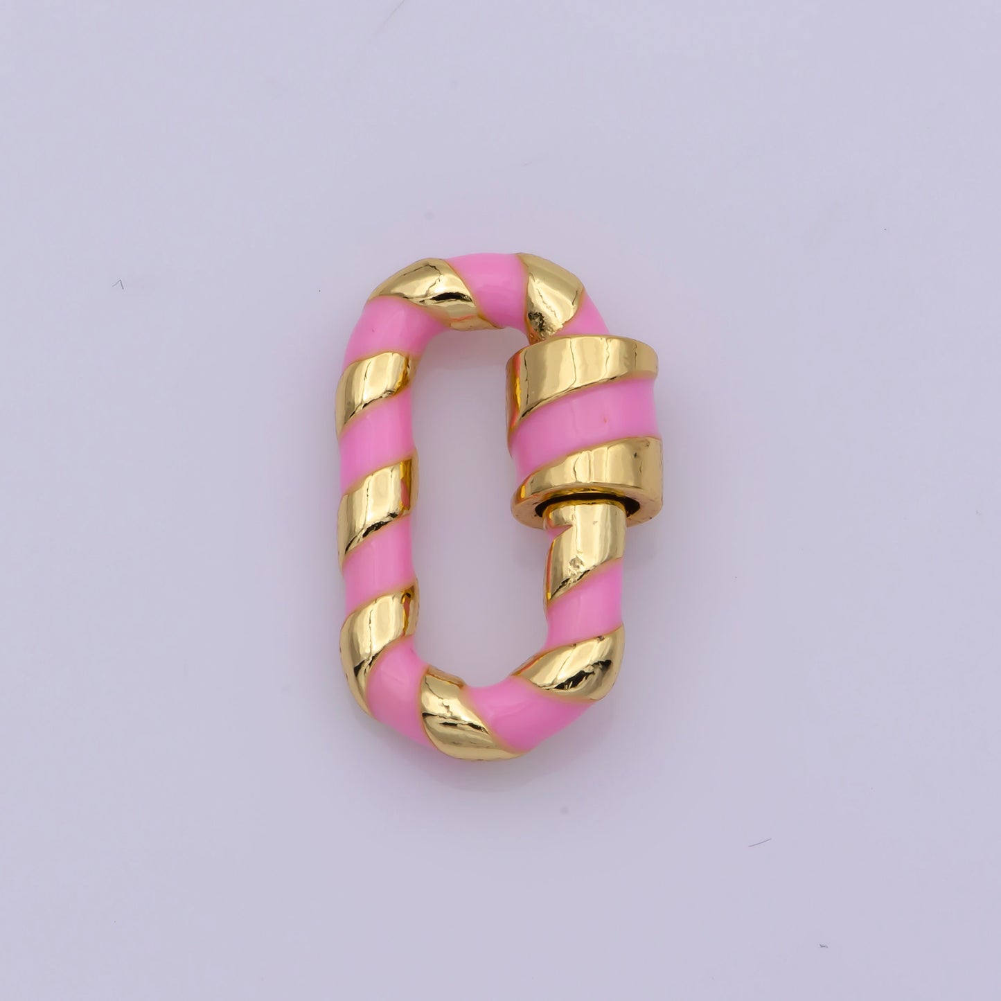 Tiny oval Rectangle Screw Clasp Colorful Carabiner Gold Enamel Clasp for Necklace Bracelet Interlocking Charm Connector Pink Teal Blue White
