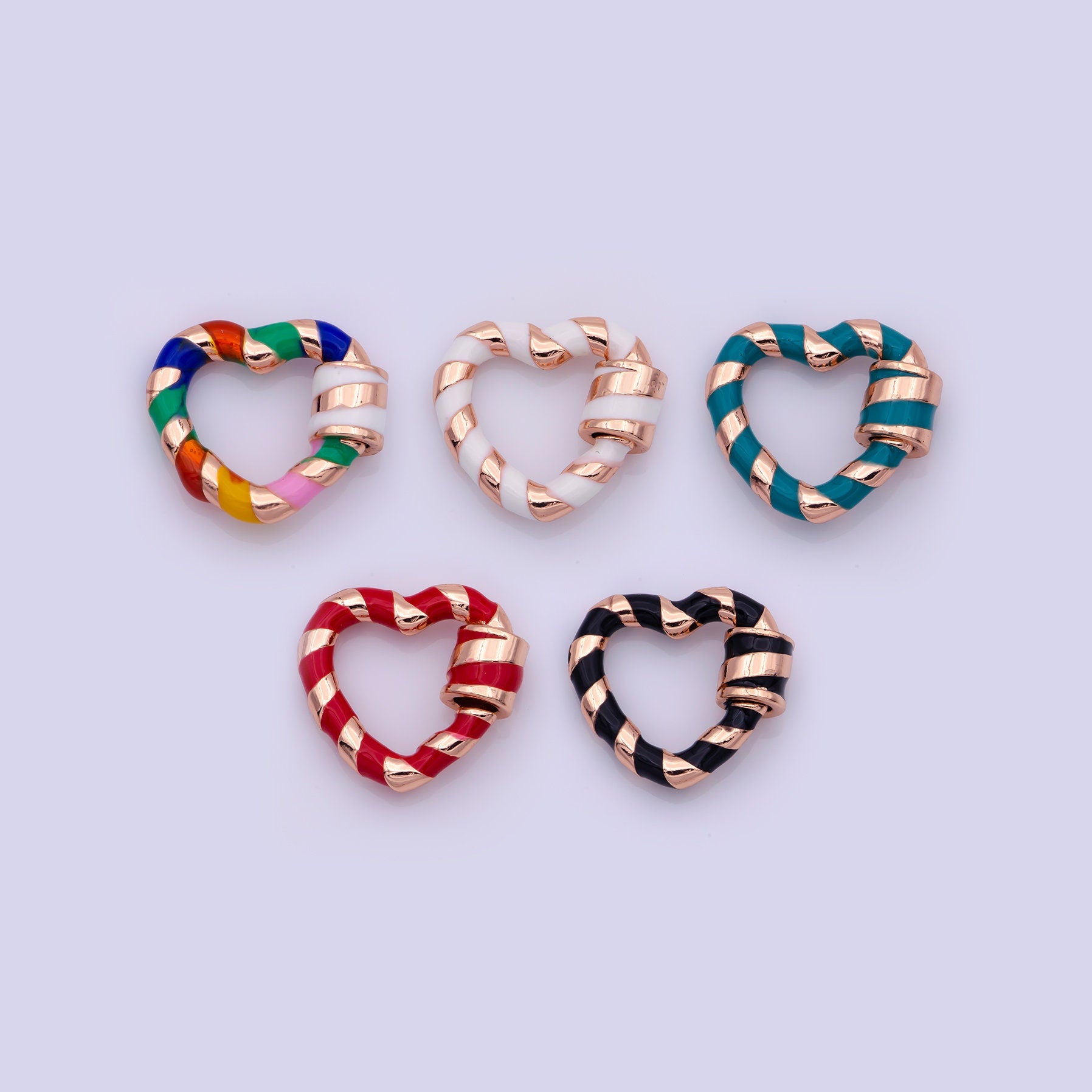 Rose Gold Heart Shaped Carabiner Clasp, Screw in Enamel Clasp For Bracelet Necklace Jewelry Making Supplies Y2K jewelry Christmas Holiday