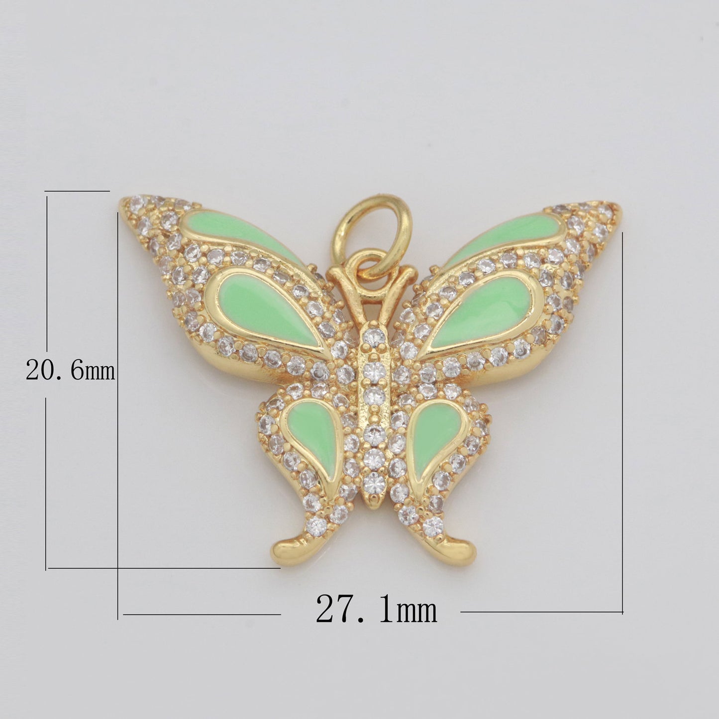 14K Gold Filled Mariposa Butterfly Charm Enamel Butterfly Pendant Cubic Zirconia Pendant for Necklace Component Monarch Insect Inspired