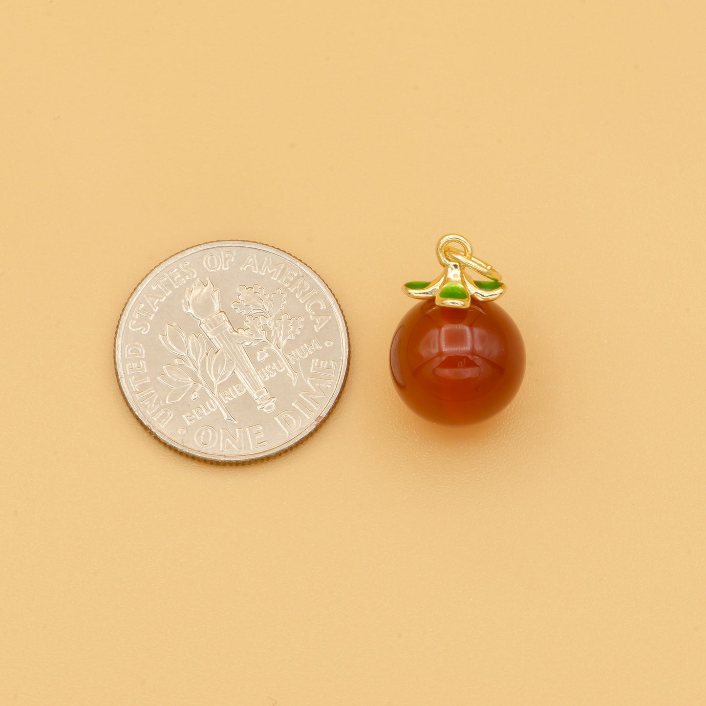 1pc Carnelian Stone Charm, Natural Stone Fruit Pendant Charm, Dainty Charm,Red Tomato Pendant, Gold Color, 483