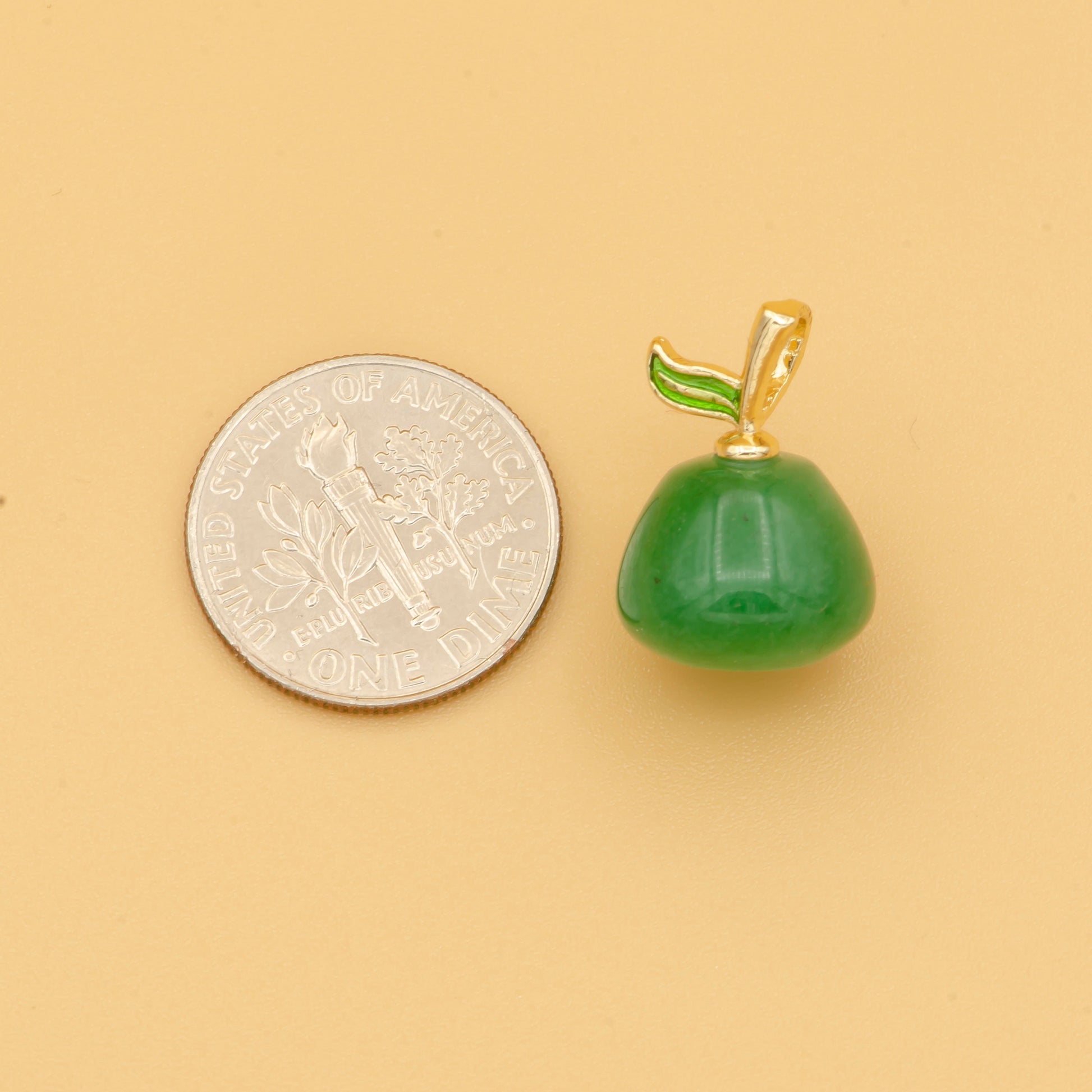 1pc Green Agate Stone Charm, Natural Stone Fruit Pendant Charm, Dainty Charm,Pear Tomato Pendant, Gold Color, 480