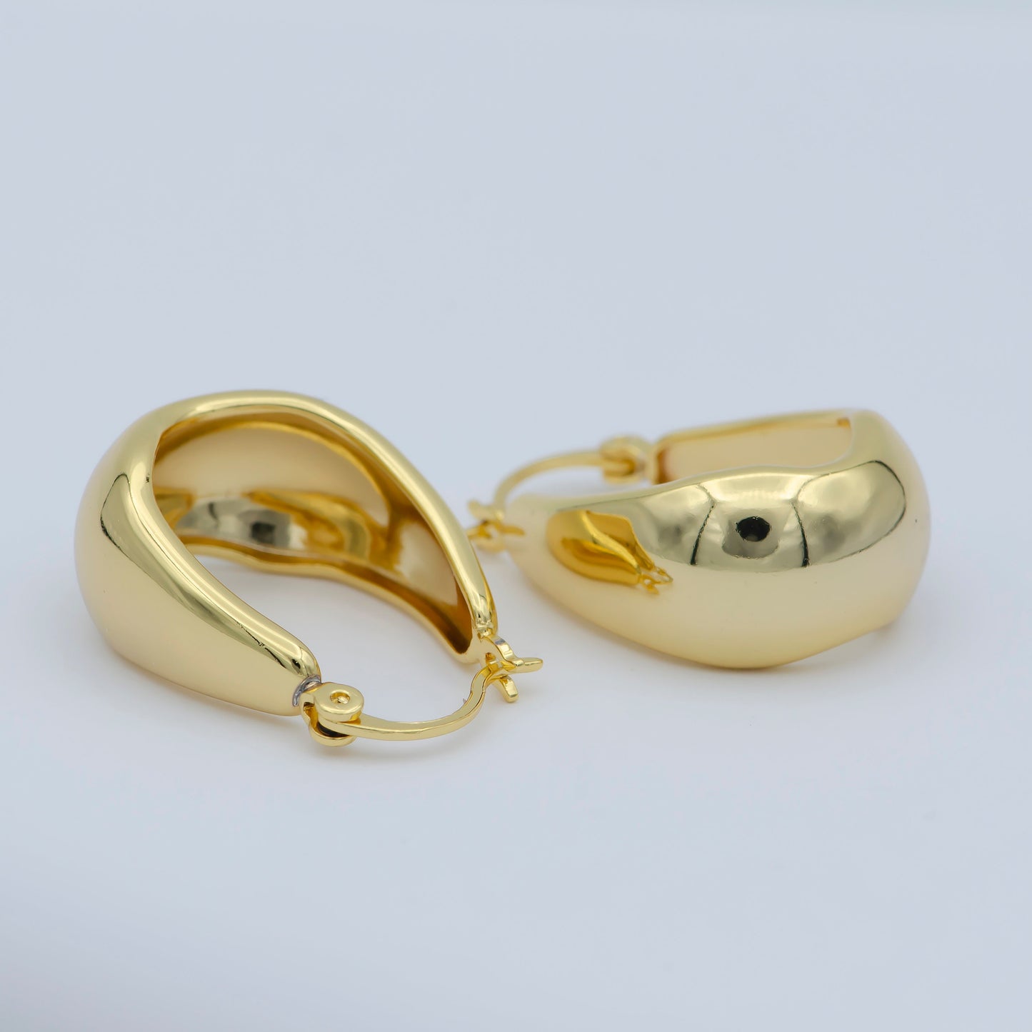 24k Gold Filled Thick Hoops - Gold Thick Hoop Earrings - Chunky Thick Hoops - Light Weight Hoops Dome Earring P264