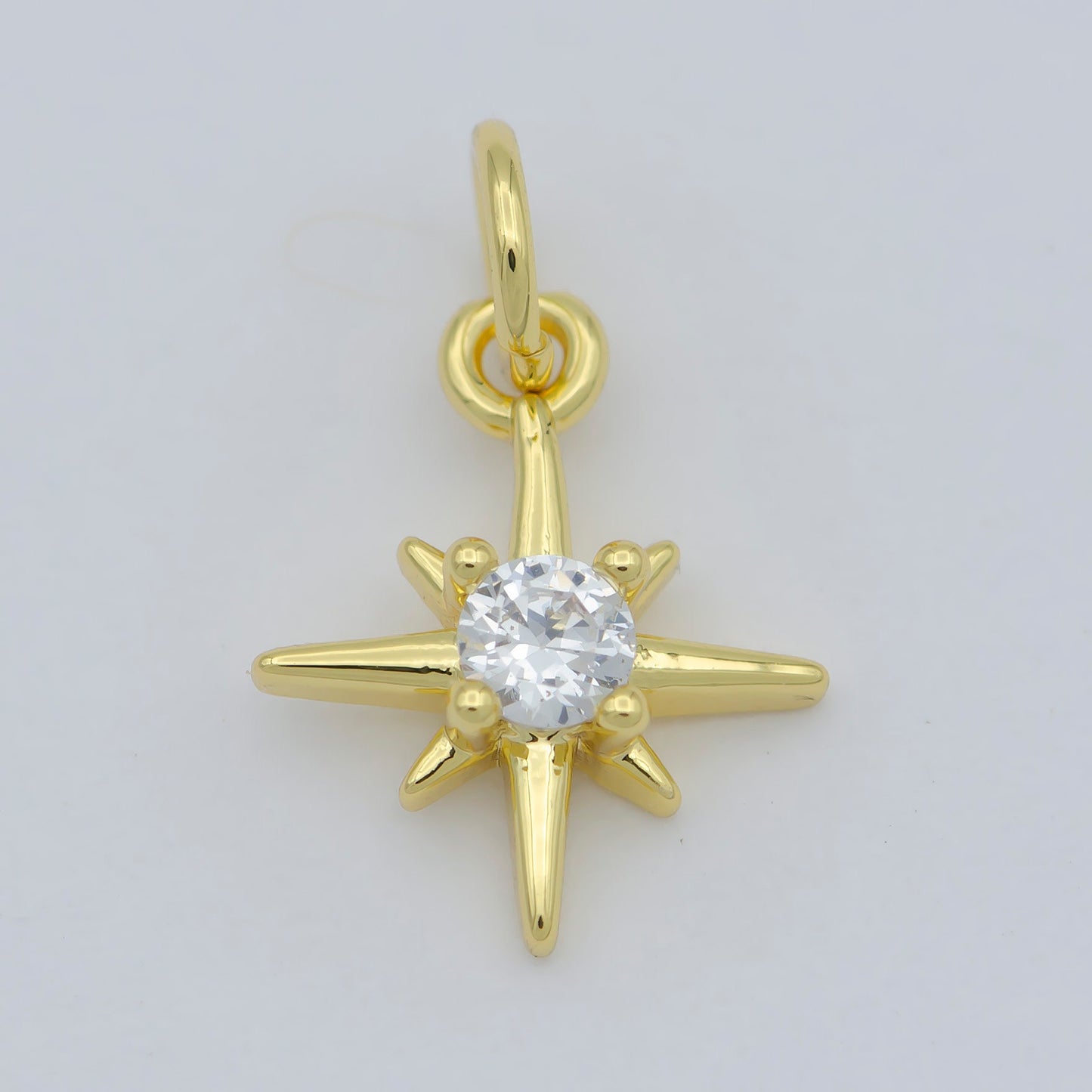 Gold North Star Charm 24k Gold Filled Cz Star Charm, Polaris Charm, Celestial Jewelry Twinkle Star Charm for Necklace Earring