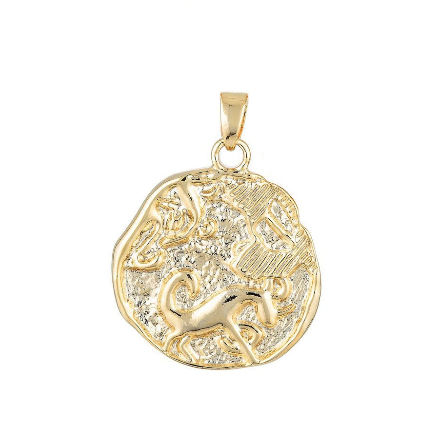 Gold Zodiac Constellation Charms Large Astrology Charms Horoscope Charm, Add On Charm for Personalized Necklace Supply Rustic Charm
