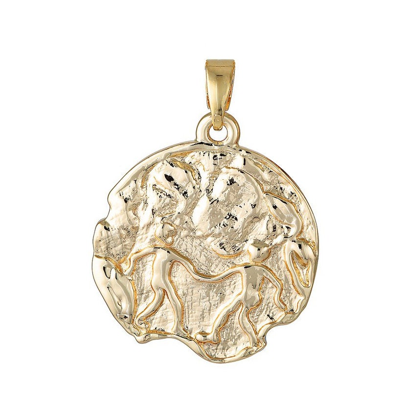 Gold Zodiac Constellation Charms Large Astrology Charms Horoscope Charm, Add On Charm for Personalized Necklace Supply Rustic Charm