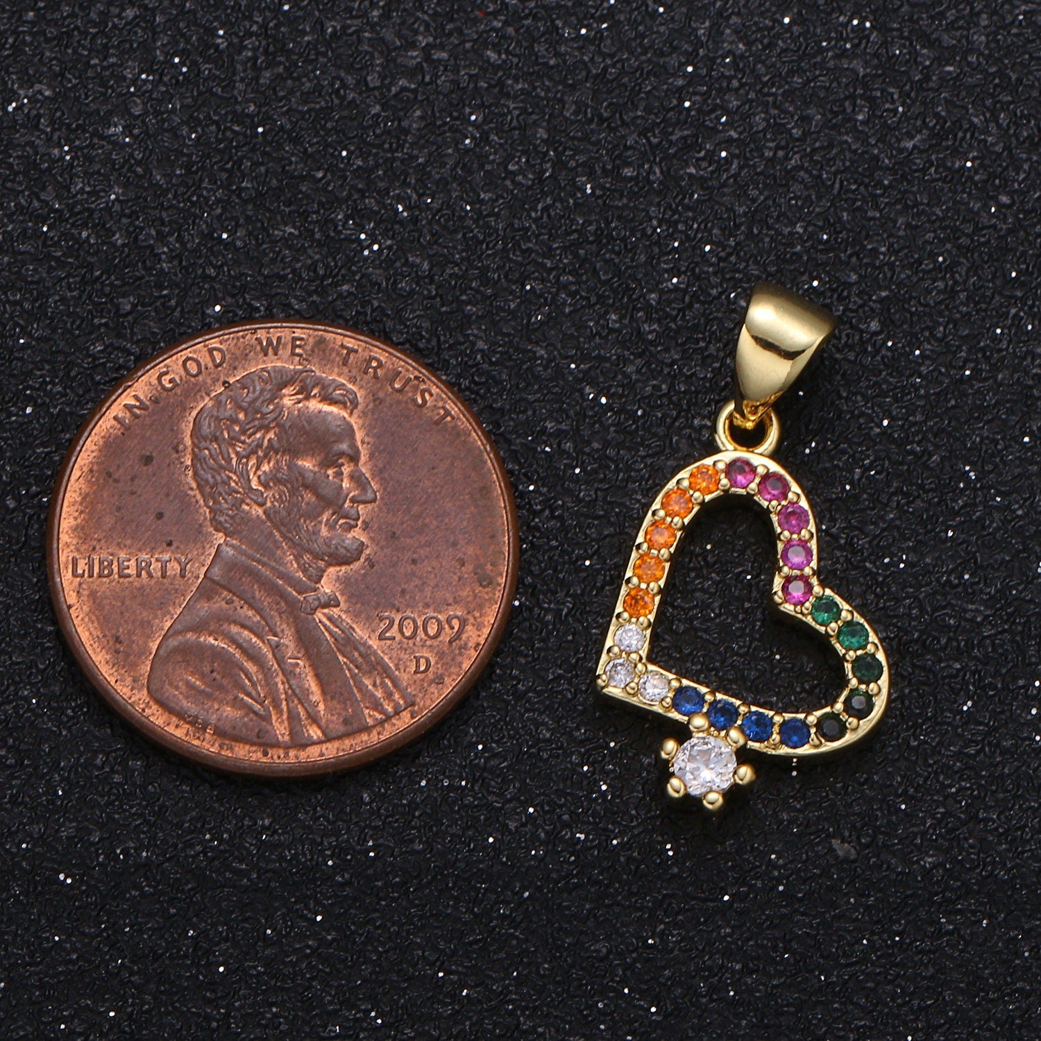 Gold Multi Color Micro Pave CZ Heart Charm, Cubic Flower CZ Pendant, Wreath of gold flower Pendant, Love Jewelry, 118