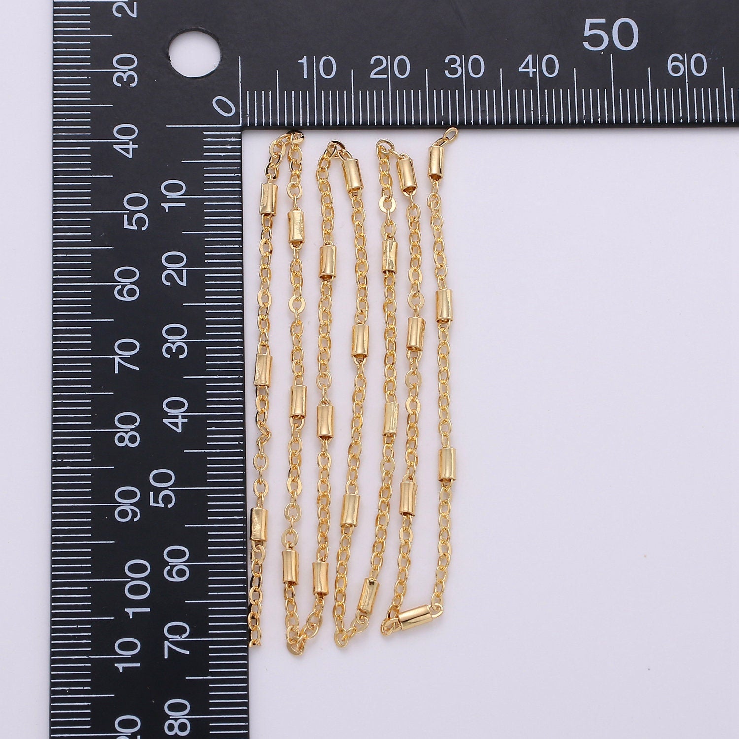 Gold Rolo Cable Sequence Ball Charm Chain by Yard, Rosary Cable Rolo Chain, Wholesale bulk Roll Chain for DIY Jewelry, 153