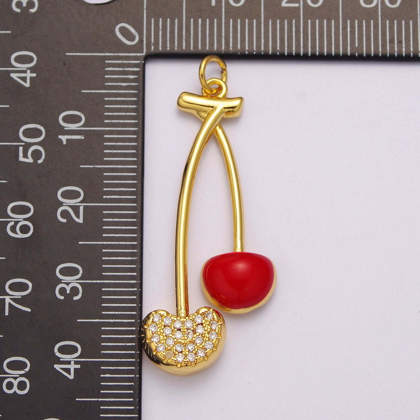 Dainty Cherry Charm Dangle Fruit Charm for Necklace Earring Component Supply