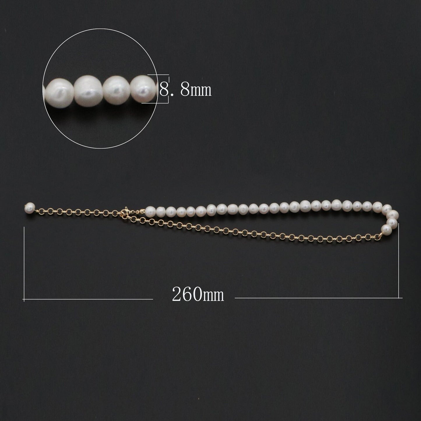 Fresh Water Pearl Necklace, Oval Link Chain Necklace, Pearl Necklace, 18 inch Necklace Mix Metal Beaded Gold Chain, WA268