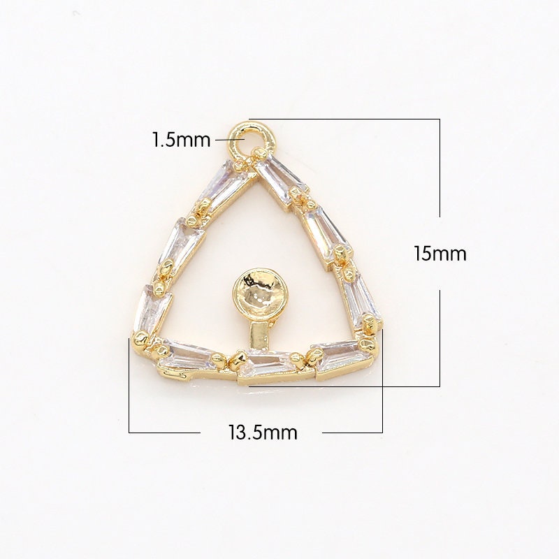 Mini Triangle CZ Pave Gold Geometric Charm Gold Small Minimalist Jewelry Making Supplies for Bracelet Earring Necklace -525