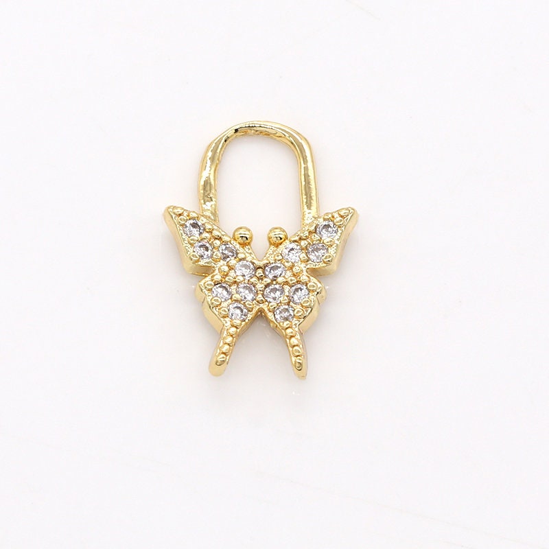 Goldplated Butterfly Charm CZ Micro Pave, Butterfly Pendant for Necklace Earring Bracelet Supply -508