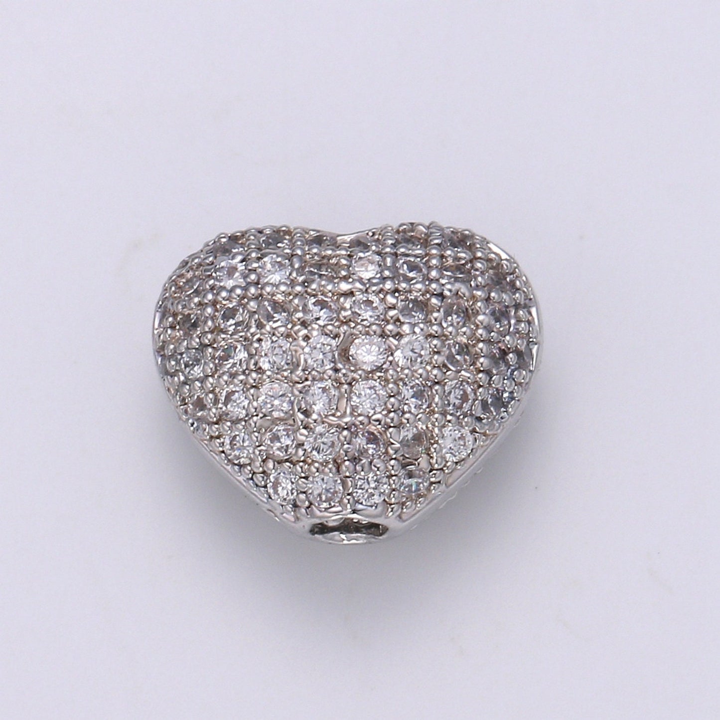1pc CZ Gold Large Hole Heart Pattern Spacer Bead,DIY Jewelry Making European Charms Beaded Bracelet, Size 10x12mm Hole 2mm, -1062 ,1063